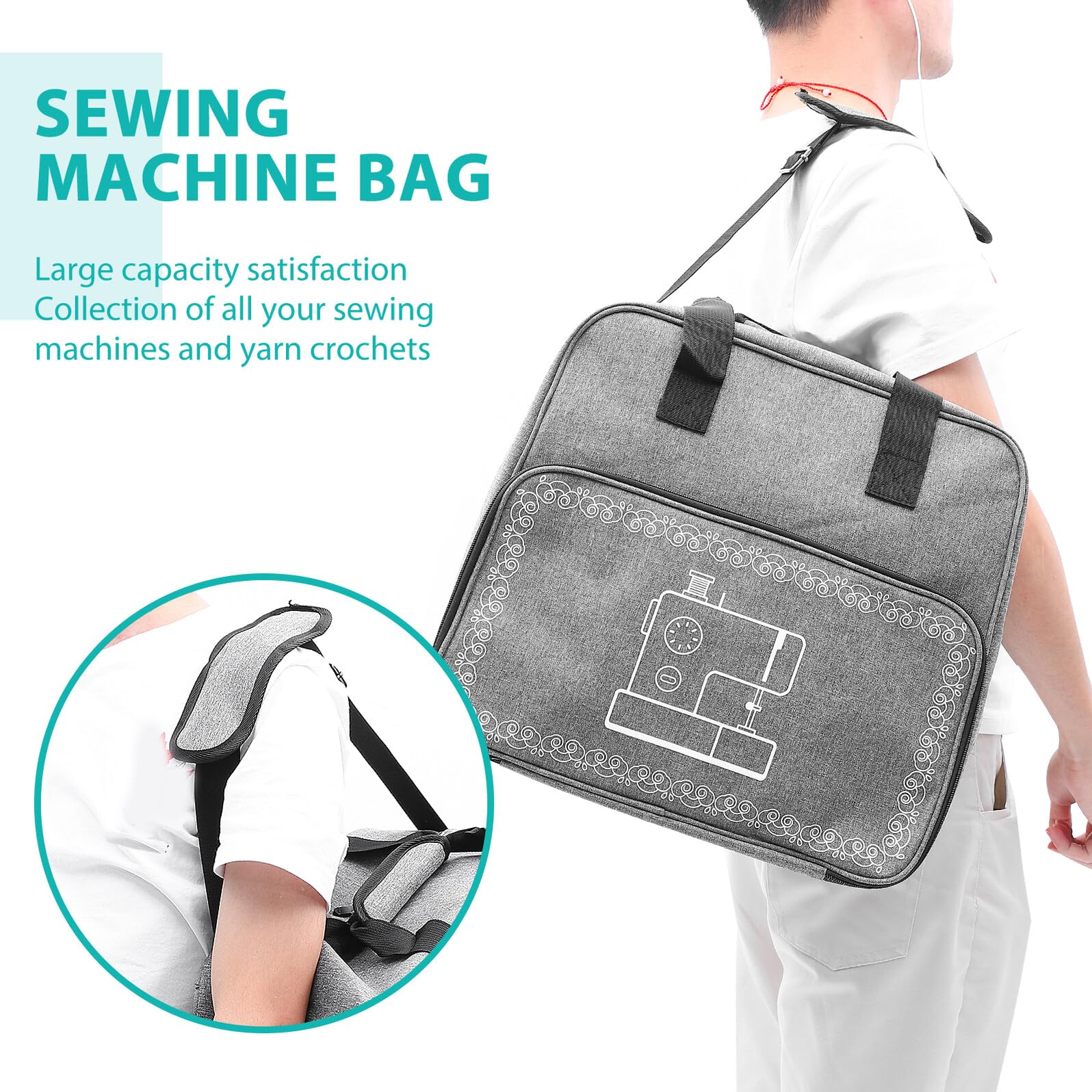 Zerodeko Borsa Porta Macchina da Cucire Grande Capacità Oxford 600d Portatile e Protettiva, per Viaggio All'aperto e Uso Quotidiano