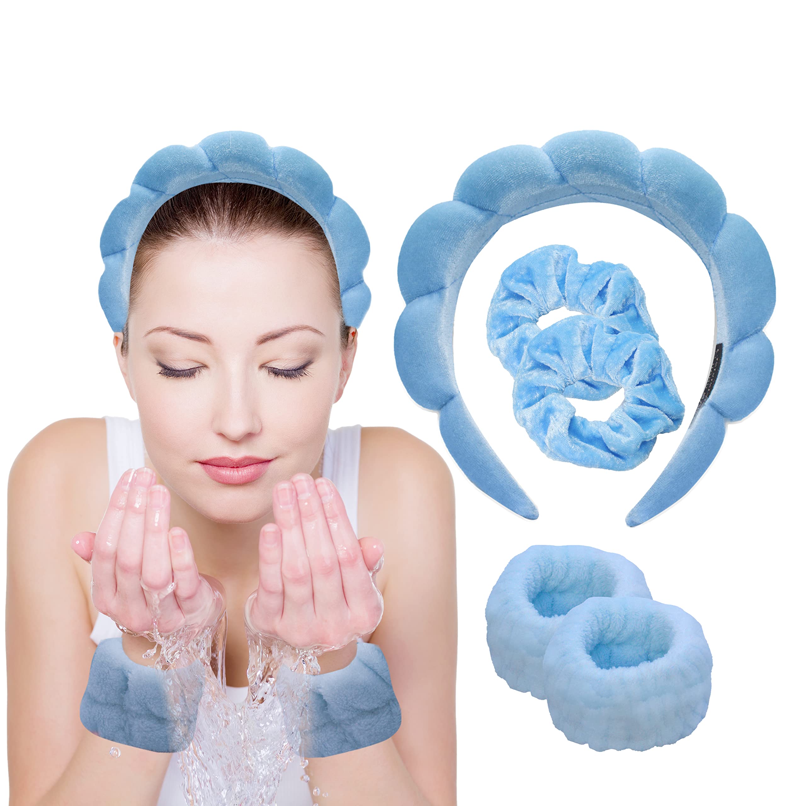 Aurelia Vita | Sponge Spa Headband Set - Soft & Luxurious for Spa, Makeup, Skincare, Haircare - Hairbands - Bubble, Puffy, Sponge - Women Headbands