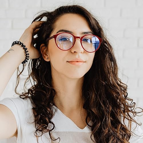 Miniatura 10 de Cyxus Gafas de luz azul para mujer, redondas, para computadora, bloqueo de rayos azules, marco Tr90, antideslumbrante, fatiga ocular, color negro