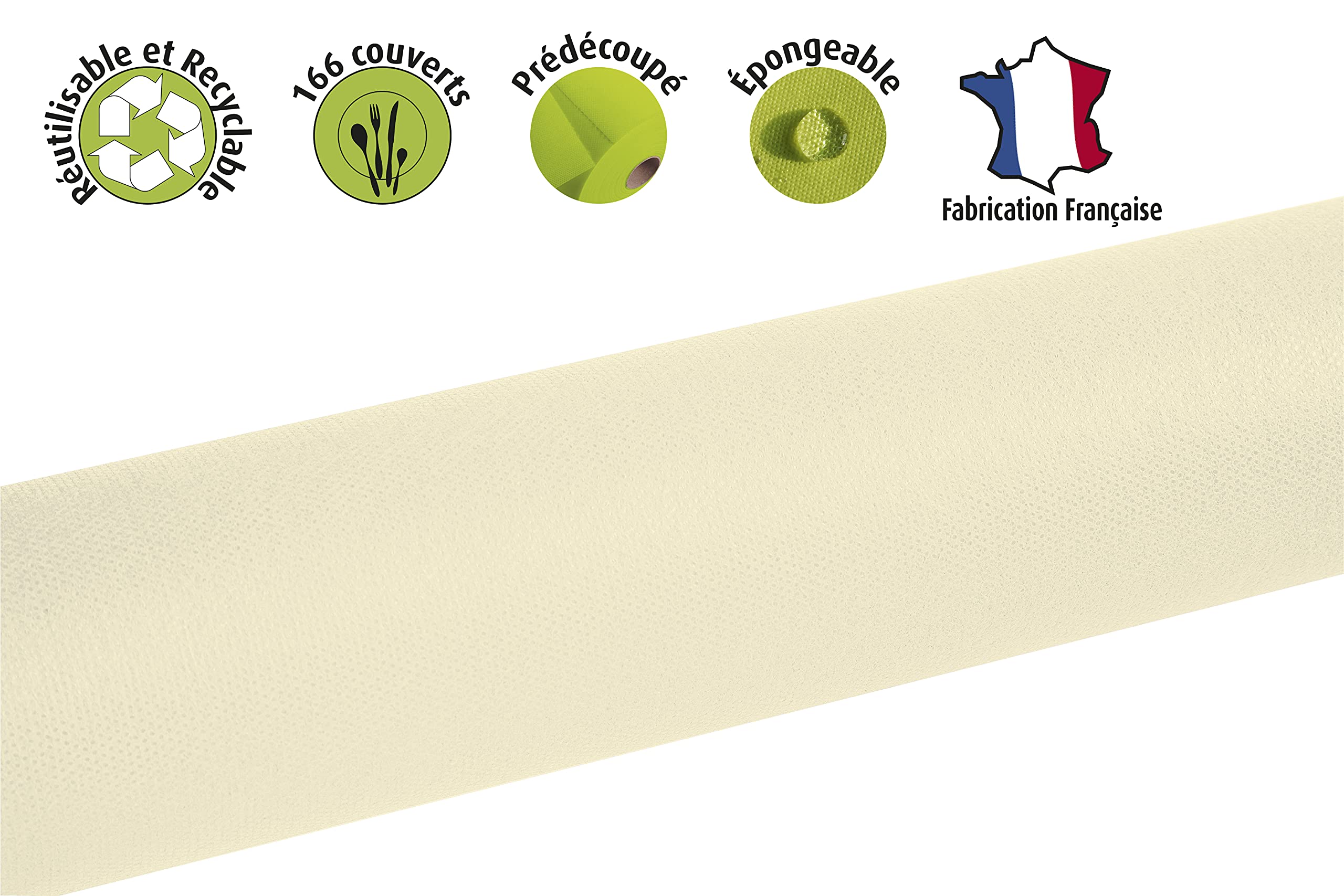 Ref R785002I - Mantel no Tejido spunbond desechable - Rollo 50 M de Largo X 1,20 M de Ancho - Color Marfil - Tejido Ripstop, Repelente al Agua y limpiable