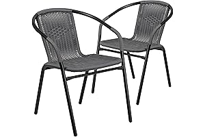 EMMA + OLIVER Plastic Outdoor Chairs - Fashionable and Durable Rattan Indoor-Outdoor...
