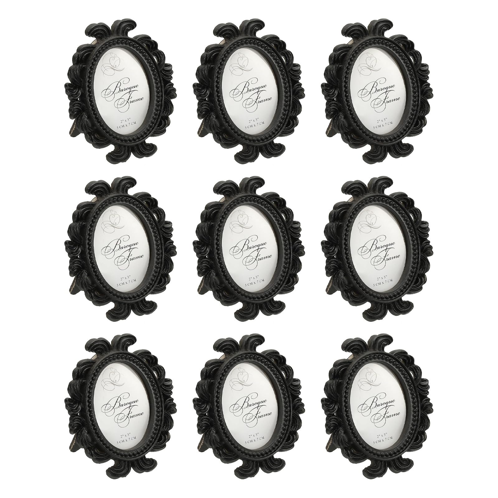 Photo 1 of PATIKIL 9Pcs Mini Picture Frames, 2.4x1.8 Oval Resin Small Vintage Picture Frames Baroque Decor for Home Wedding Jewelry Display Hotel Decor Wall Art, Black