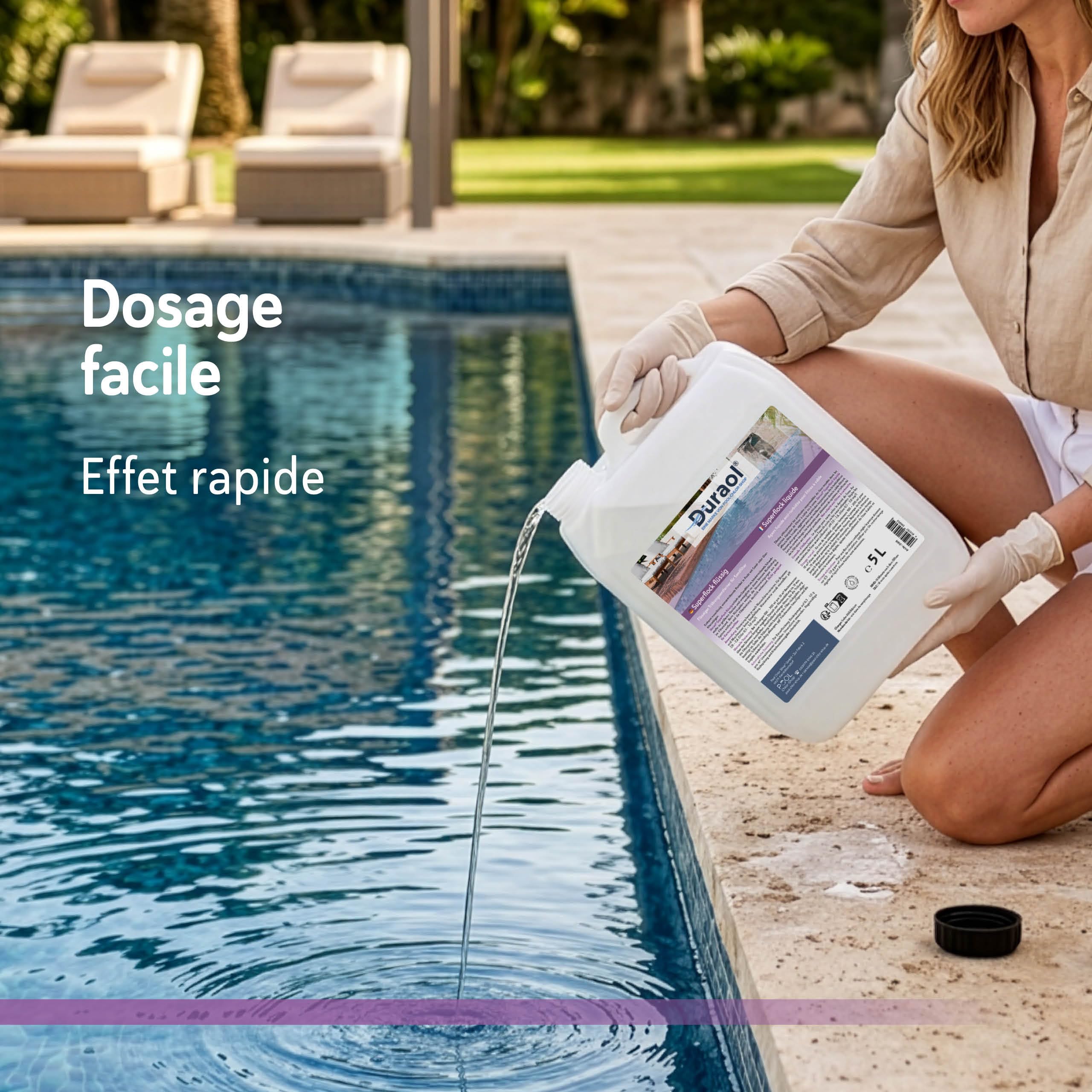 Superflock Liquide 10 L – Floculant Haute Performance pour Piscines – Clarifie l'eau Trouble – pour Filtres à Sable – Action Rapide et Efficace
