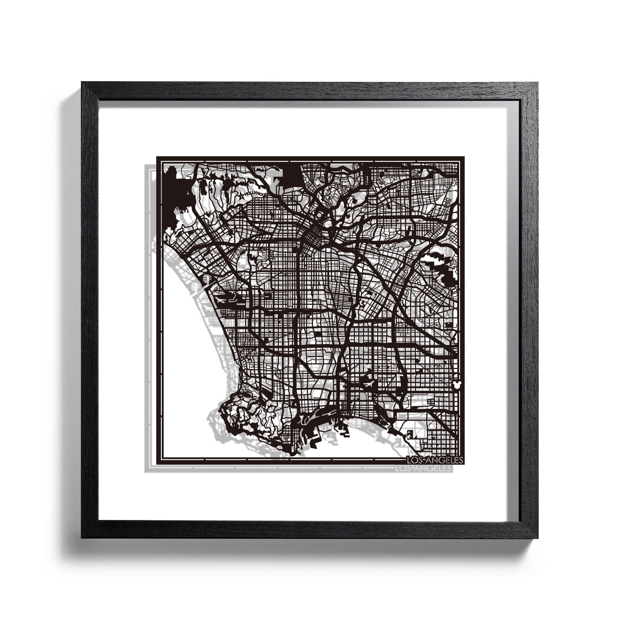 Boîte cadeau carte Los Angeles encadrée idée souvenir de voyage