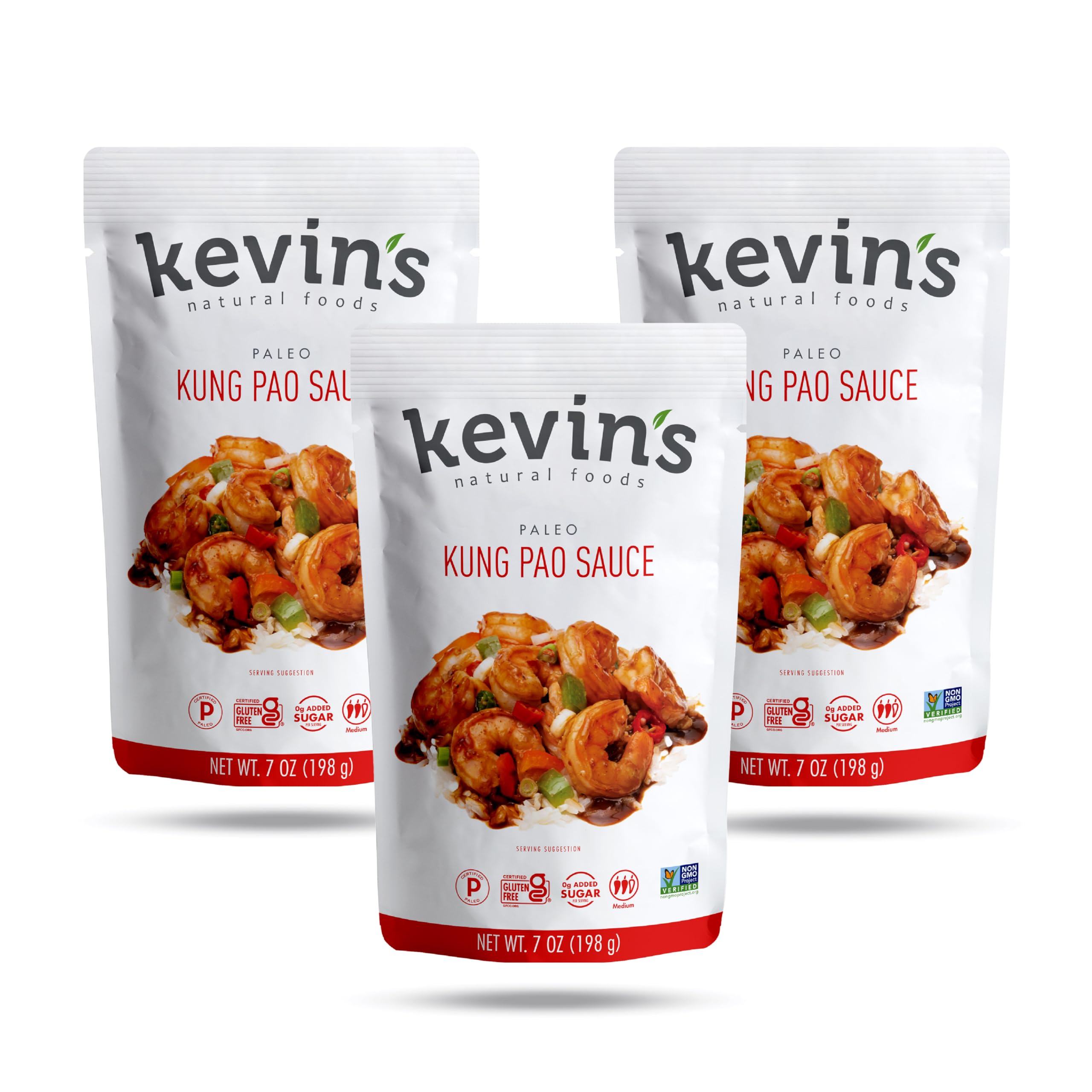 Kevin's Natural Foods Kung Pao Sauce - Keto and Paleo Simmer Stir-Fry Sauce, Gluten Free, No Preservatives, Non-GMO - 3 Pack