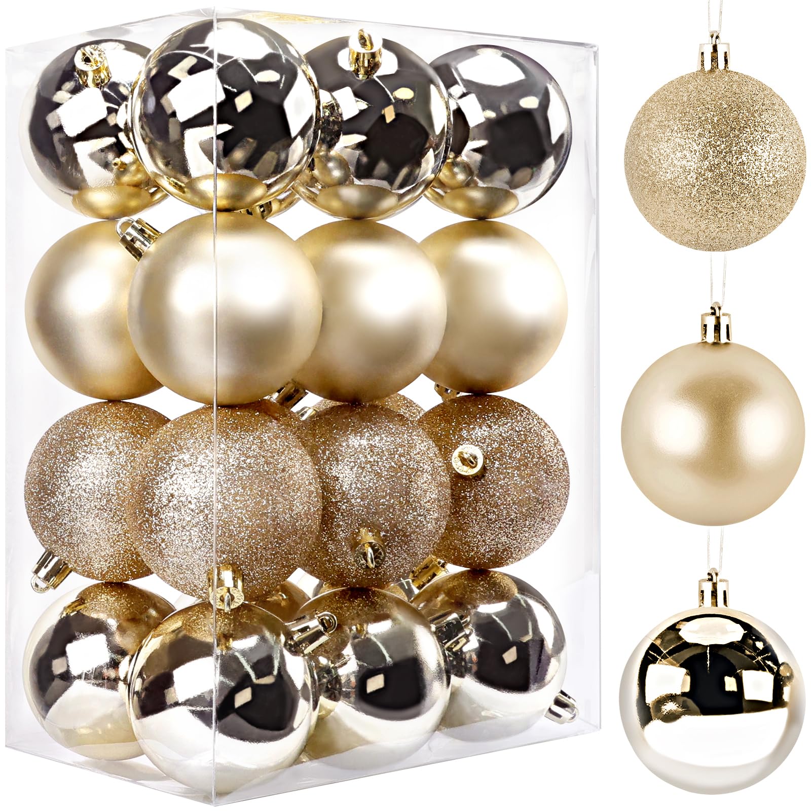 TranquilBliss Christmas Ball Ornaments 24pcs 2.5-Inch Christmas Tree Decorations for Xmas Tree Balls, Ideal for Holiday Christmas Party Wreath Tabletop Tree Decor Ornaments?Champagne?