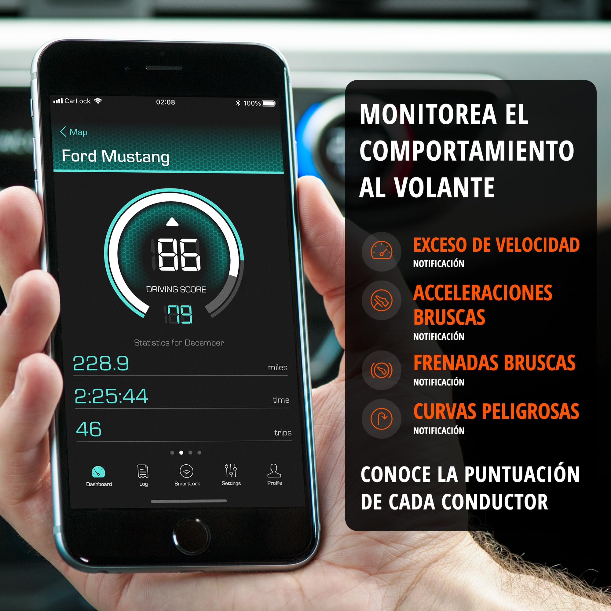 CARLOCK Basic GPS Coche Localizador, Alarma para Coche y Antirrobo Coche. Rastreador GPS en Tiempo Real, Notifica Inmediatamente Vibraciones o Movimientos Sospechosos. Seguridad Completa del Coche