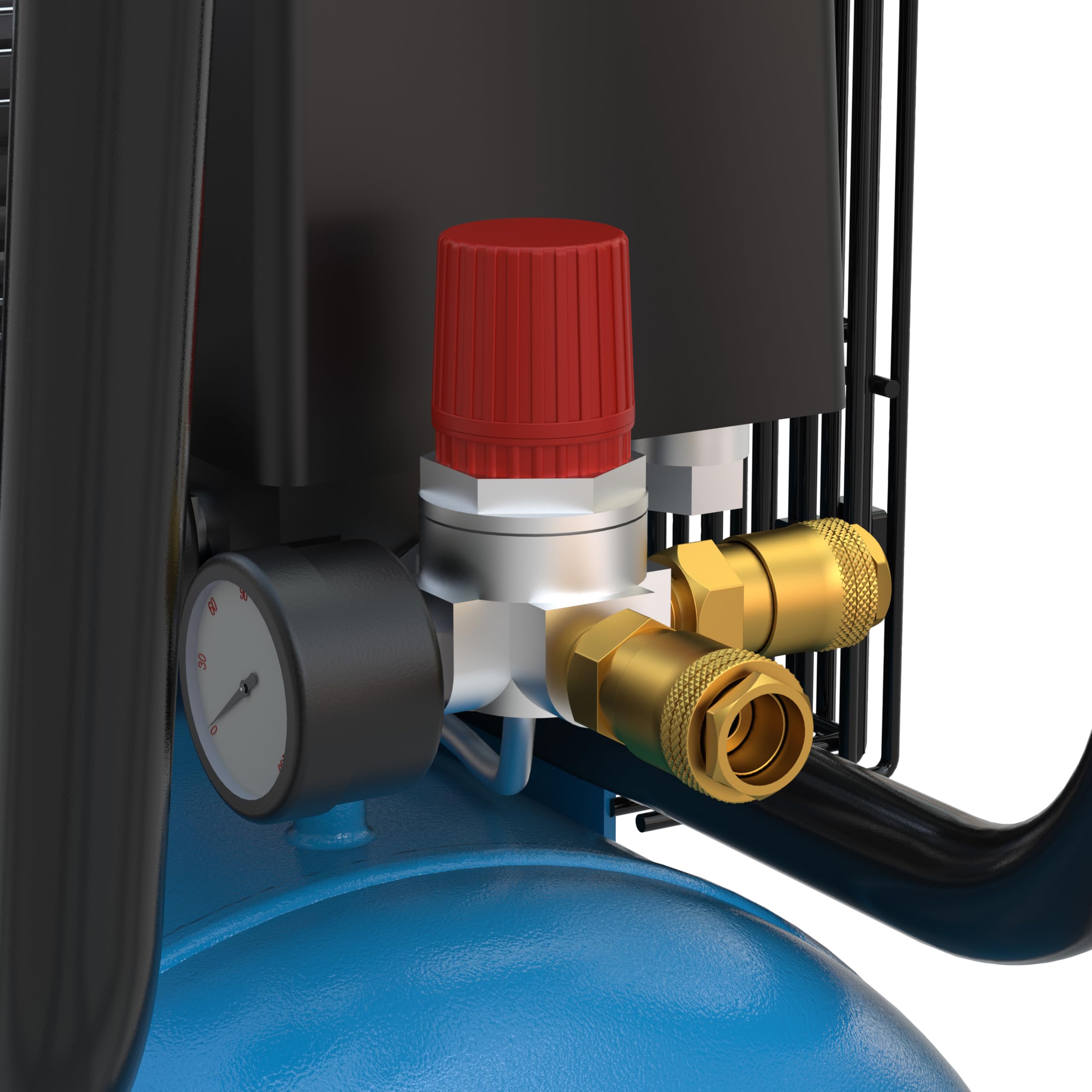 Güde Compresor de 580/10/50/400 V (2,2 kW, caldera de 50 l, agregado de 2 cilindros lubricado con aceite, transmisión por correa, máx. 10 bar, eff. Entrega. 310 l/min, reductor de presión, 2
