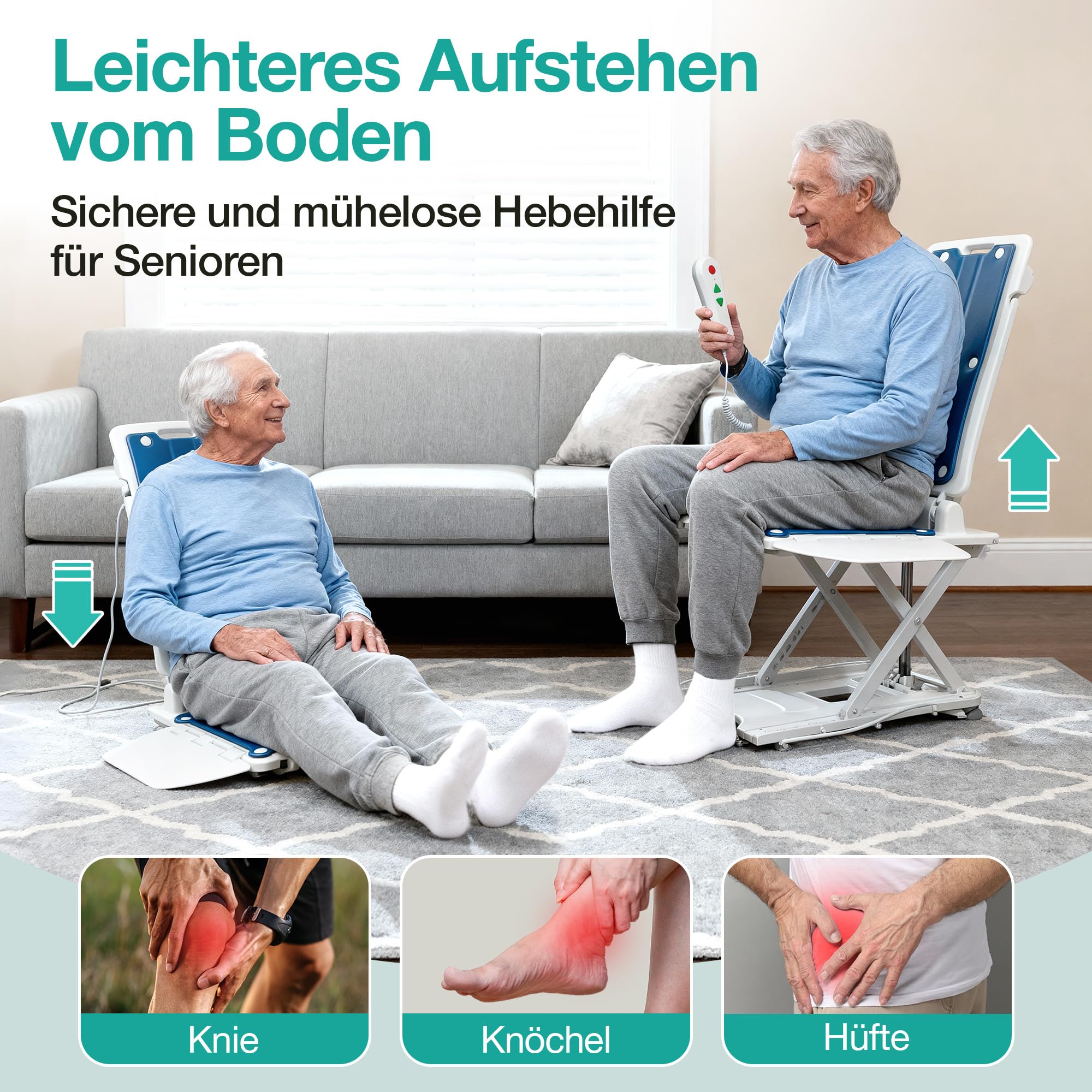 Elektrischer Badewannenlift für Senioren – Tragbarer motorisierter Aufstehsitz mit Fernbedienung, höhenverstellbar 6–46 cm, IP68 wasserdicht, ergonomischer klappbarer Sitz, bis 140 kg belastbar