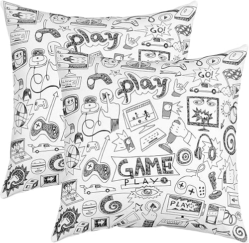Juego de 2 fundas de cojín para juegos de 18 x 18 pulgadas, fundas de almohada de dibujos animados para niños, fundas de almohada decorativas para