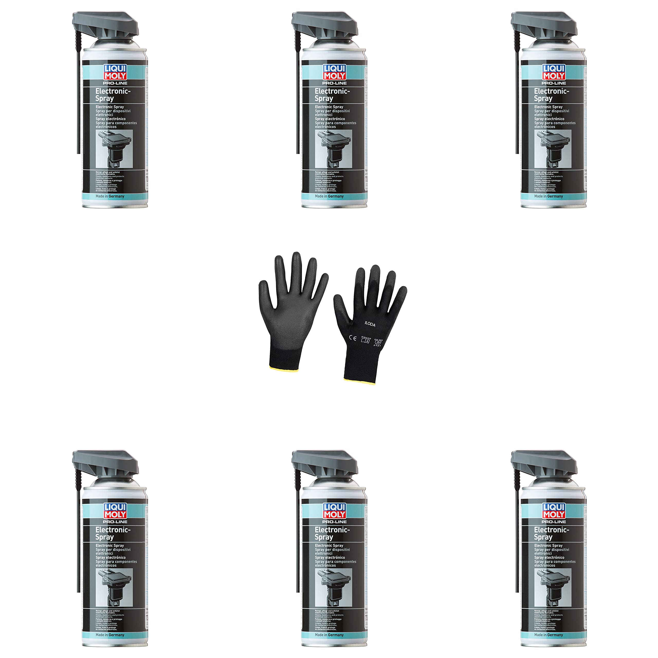 6xOriginal Liqui Moly 400ml Pro-Line Elektronikspray 7386 Schutzhandschuhe