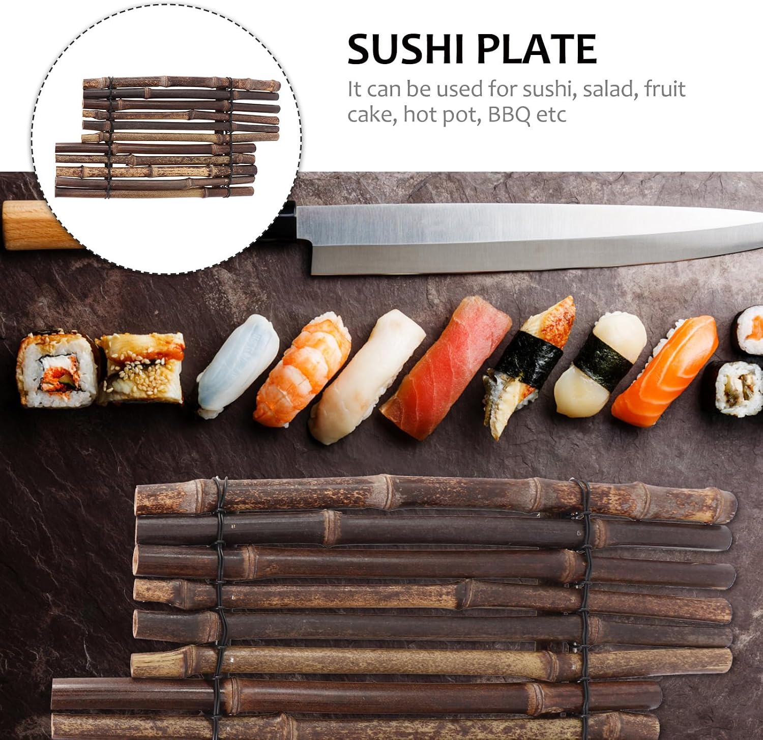FRCOLOR Sushi Tray Snack Dish Medium Curved Plate Japanese Sushi Serving Platter Home Tableware for Barbecue and Hot Pot