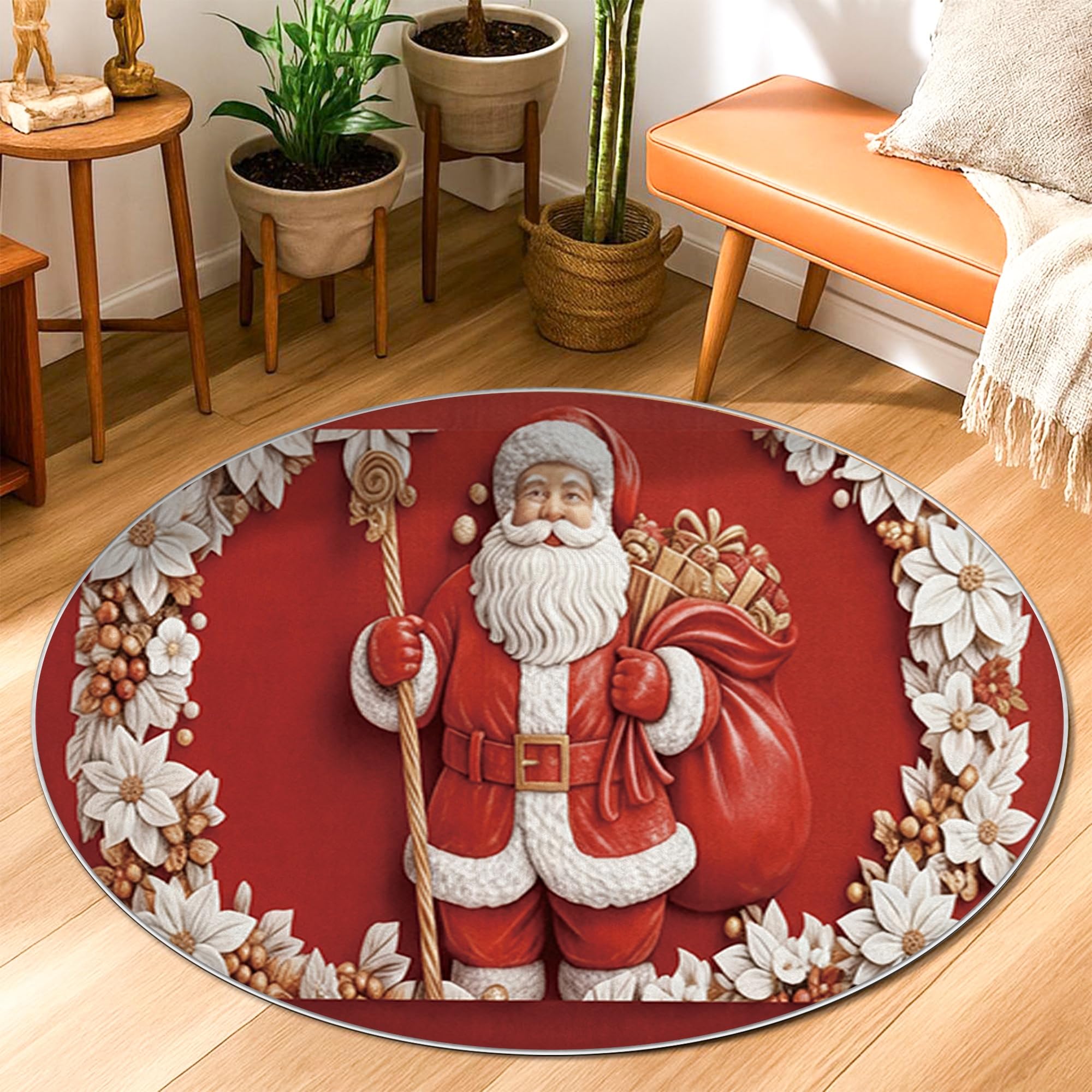 Tapis de Noël pour entrée et chevet avec fleurs festives chaleureuses