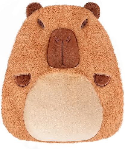 Capybara - Almohadilla térmica para microondas para vientre, cuello y hombros, animales de peluche calentados con calor húmedo, funda de felpa