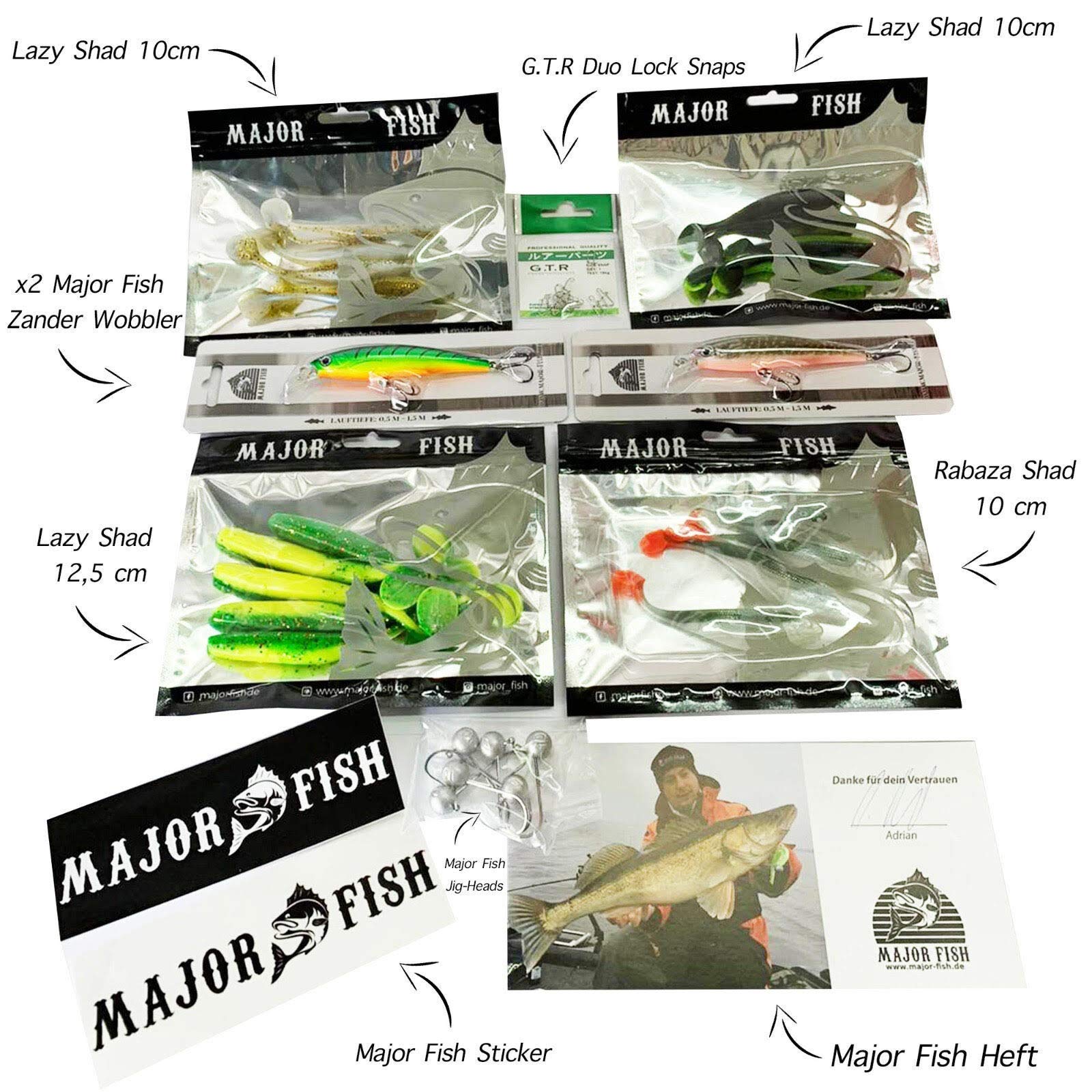Zander Tactical Box 36 pièces poisson en caoutchouc avec têtes plombées + accessoires pour poissons prédateurs