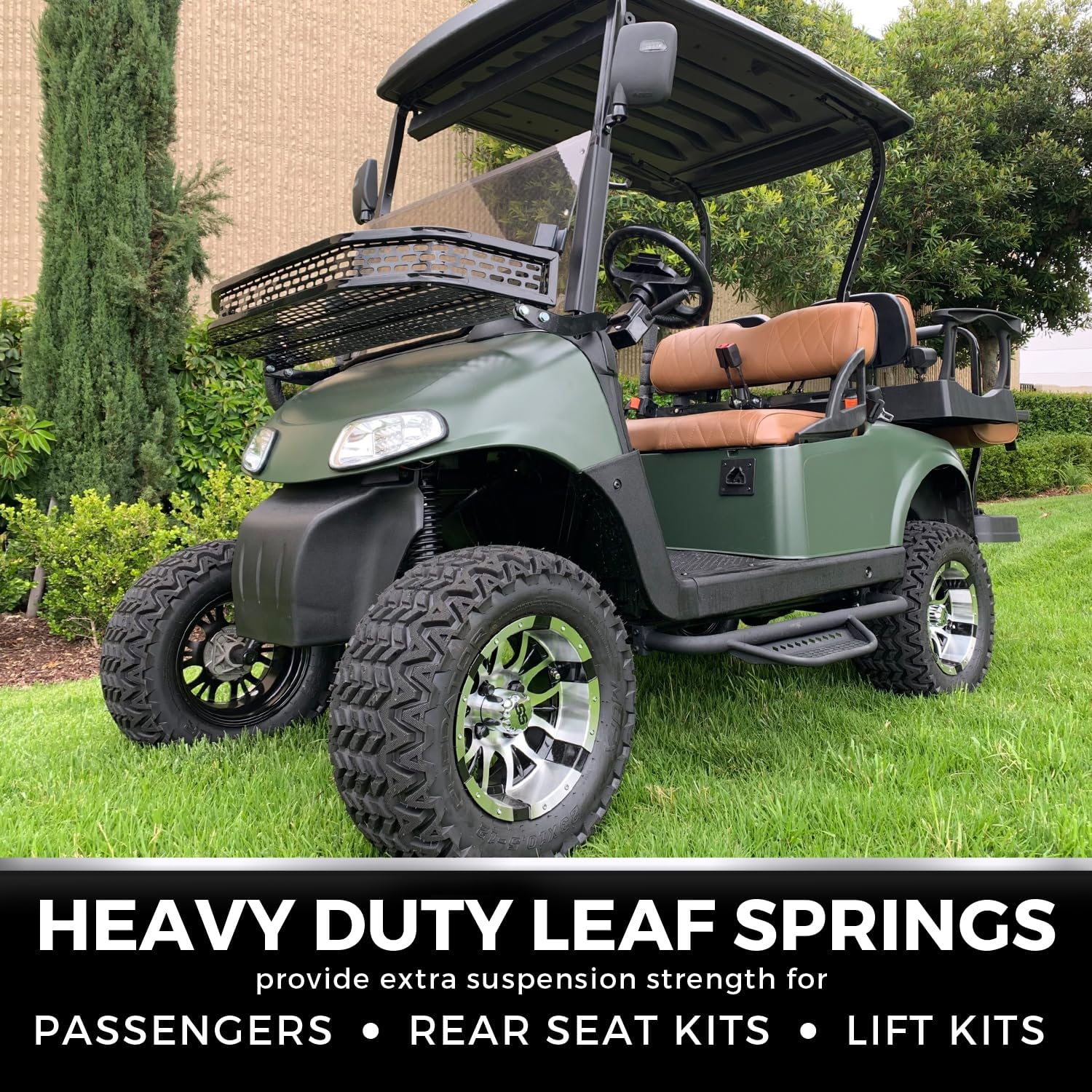 EZGO RXV Heavy Duty Leaf Springs – Complete EZGO RXV Golf Cart Heavy Duty Leaf Spring Kit - includes EZGO RXV Rear Leaf Springs and Bushing Kit for EZ GO Golf Cart Rear Seat Kit Suspension 2008-Up