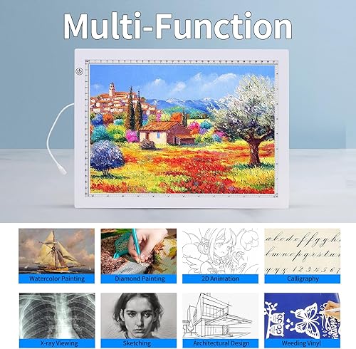 Miniatura 8 de Almohadilla de luz A4 con soporte plegable, adaptador certificado UL, almohadilla ultra fina súper brillante de 8000 Lux para vinilo de deshierbe