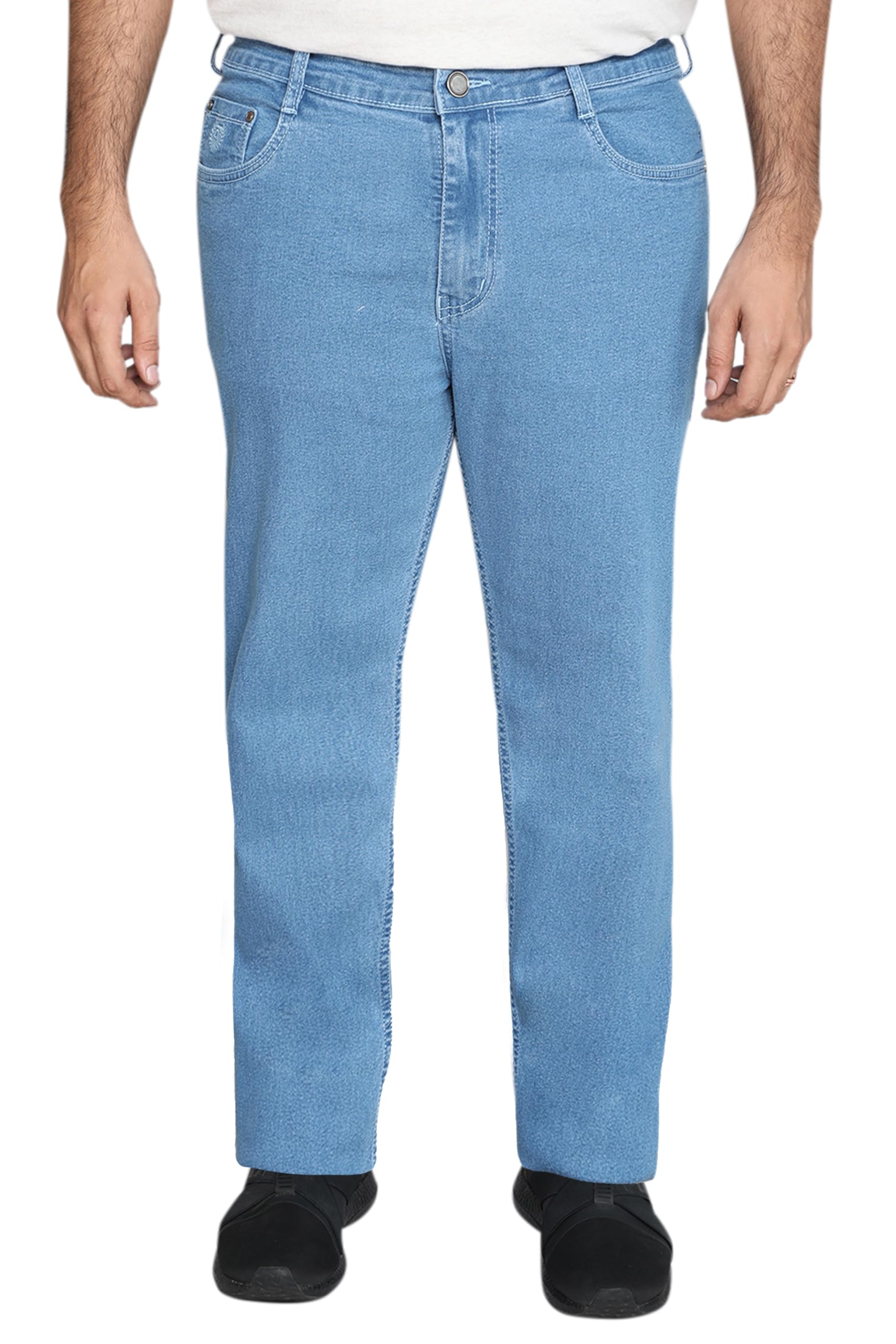 a saba Men’s Classic fit Light Blue Denim Jeans with Straight-Leg Plus-Size Design, Comfortable Durable Cotton Fabric, and Stylish Blue wash for Everyday wear.-picture-41