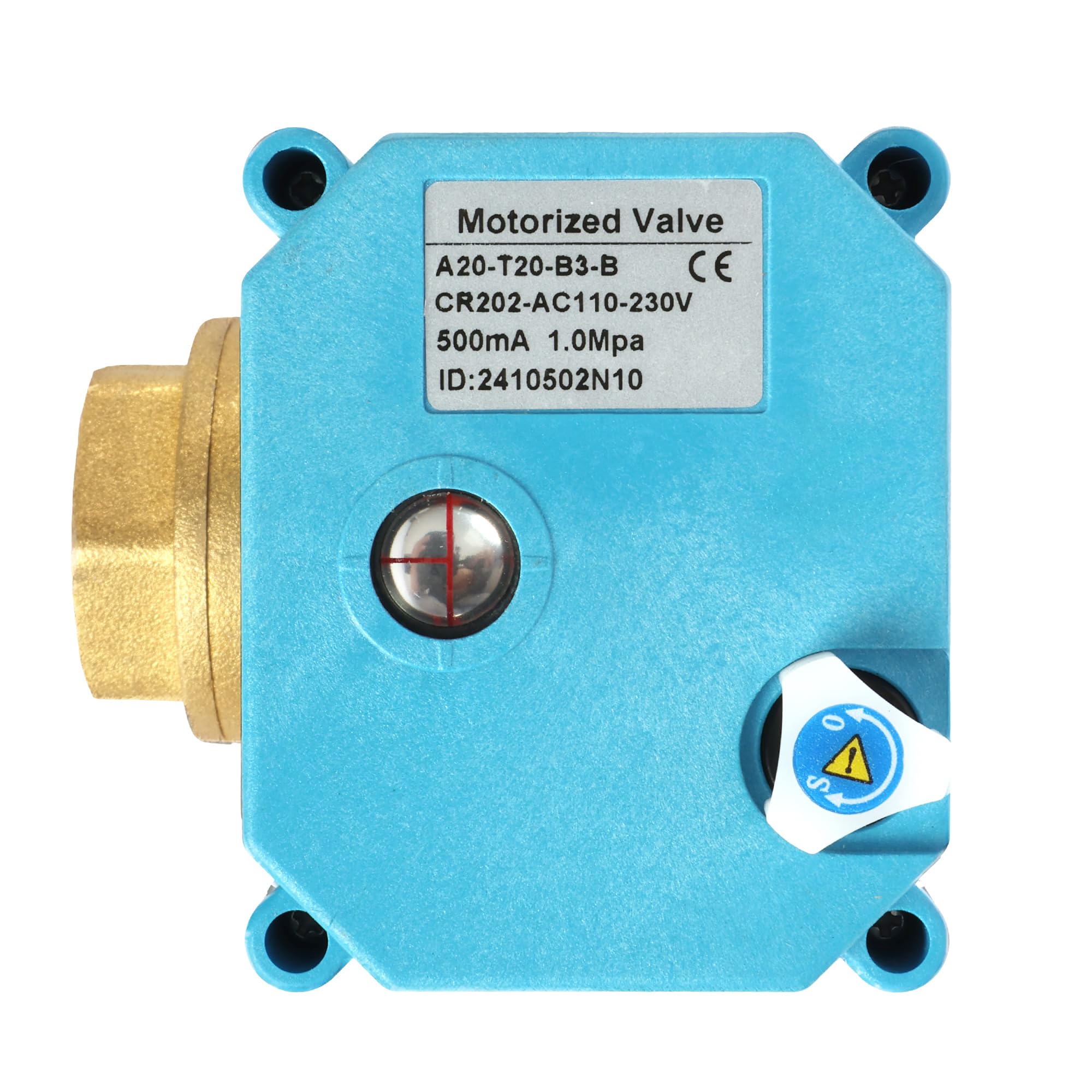 U.S. Solid Vanne 3 voies motorisée laiton – 3/4", 110-230 V CA, type T, électrique de zone avec fonction manuelle, robinet d'arrêt d'eau, port standard