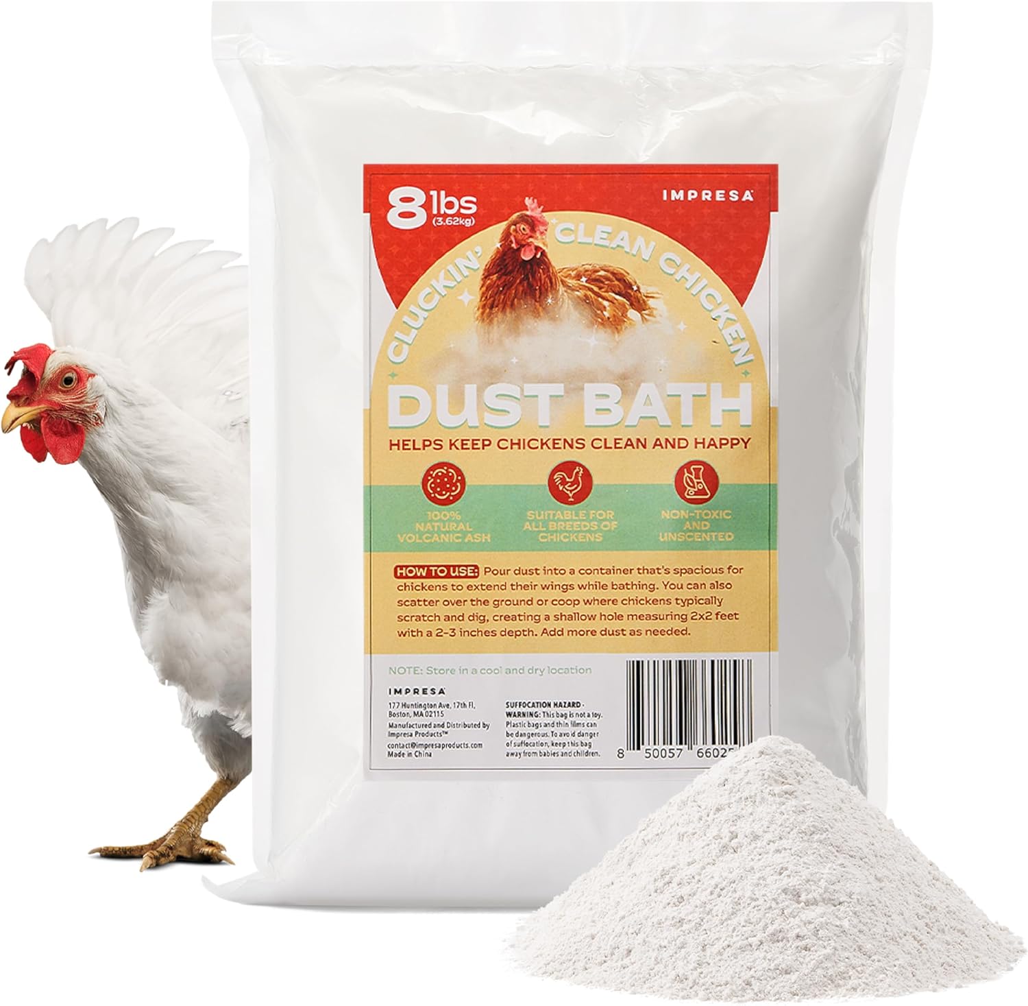 8lb XL Chicken Dust Bath White Volcanic Ash Dust Bath