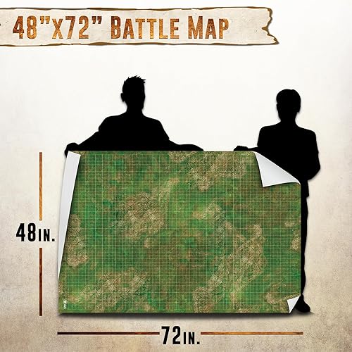 Miniatura 5 de Battle Game Mat for DND - 48" x 72" - 2 Pack Set Wargaming Tabletop Map for Warhammer 40k, Dungeons and Dragons, Wargame RPG - Grass & Grid
