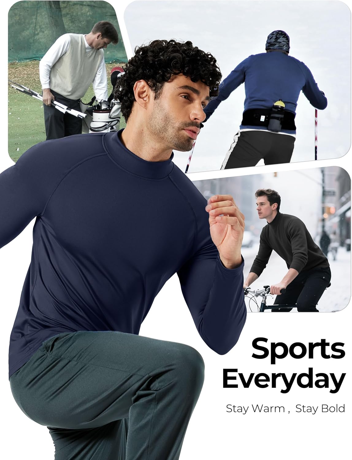 Men's Thermal Shirt Long Sleeve Mock Neck Fleece Lined Undershirt Athletic Warm Base Layer for Cold Weather Sports - Image 6