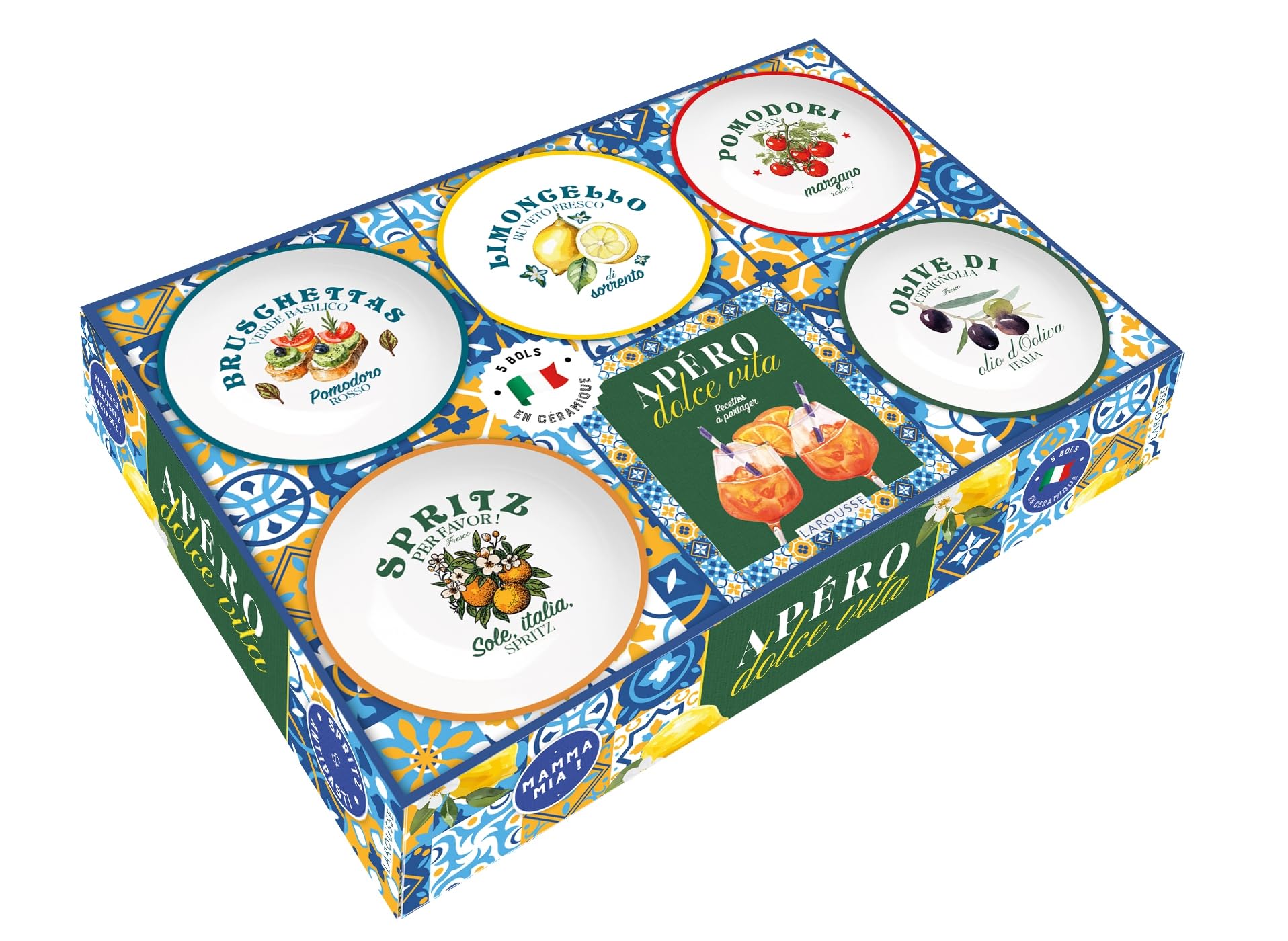 Apéro Dolce Vita: Coffret avec 5 bols en céramique
