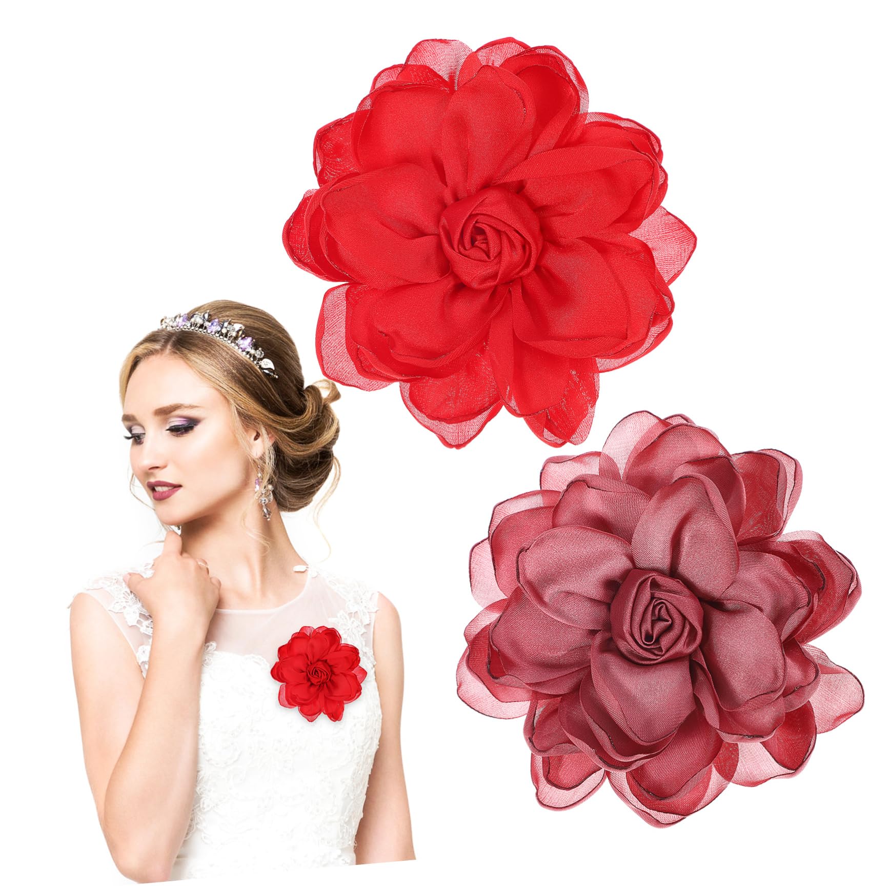 WATIIFUFU 2 Piezas Ramillete De Rosa Accesorios De Novia Broche Pines Boutonniere Pin De Solapa Broche Pequeño Novia Boutonniere Boda Boutonniere Novia Ramillete De Satén