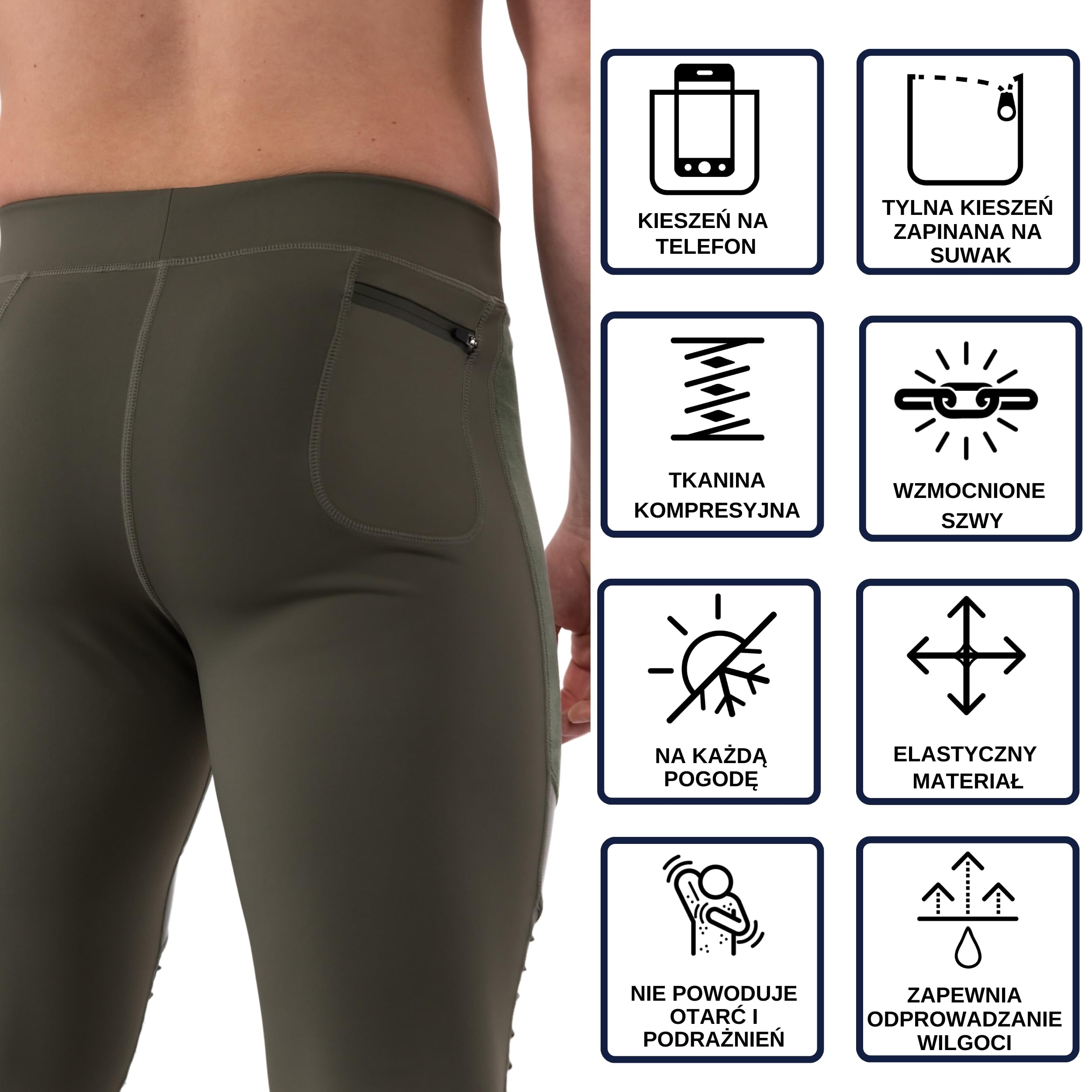 Męskie legginsy kompresyjne Kapow Meggings Supreme Range Deluxe z kieszeniami