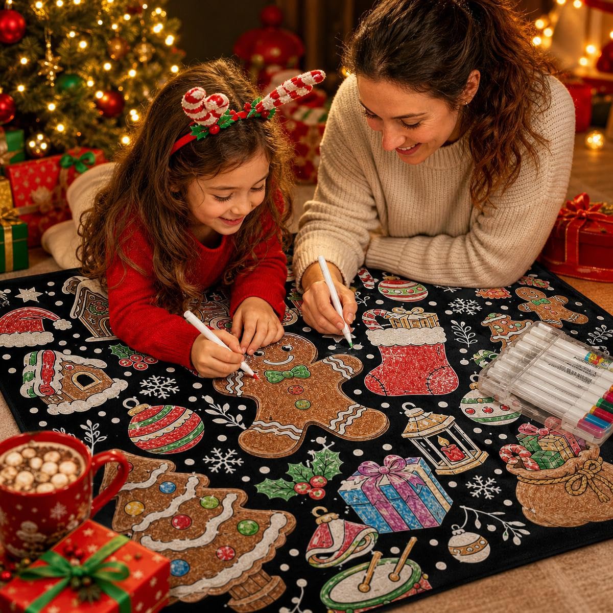 VEELU DIY Colouring Blanket with 24 Coloured Markers - Image 5