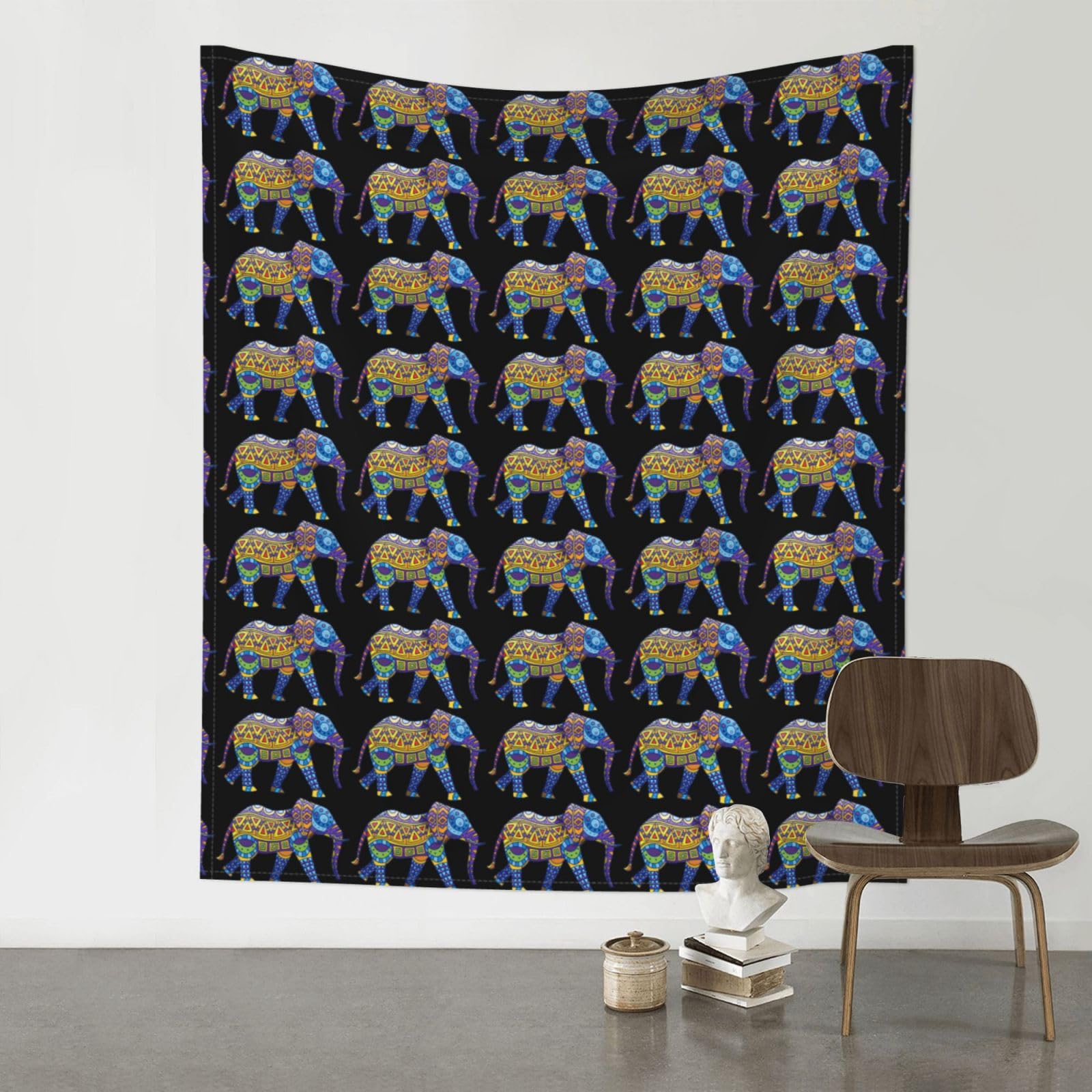 YYHHAOFA Colorful Elephant Prints 60x51in Wall Tapestry Boho Chic Dorm Decor & Beach Throw Blanket