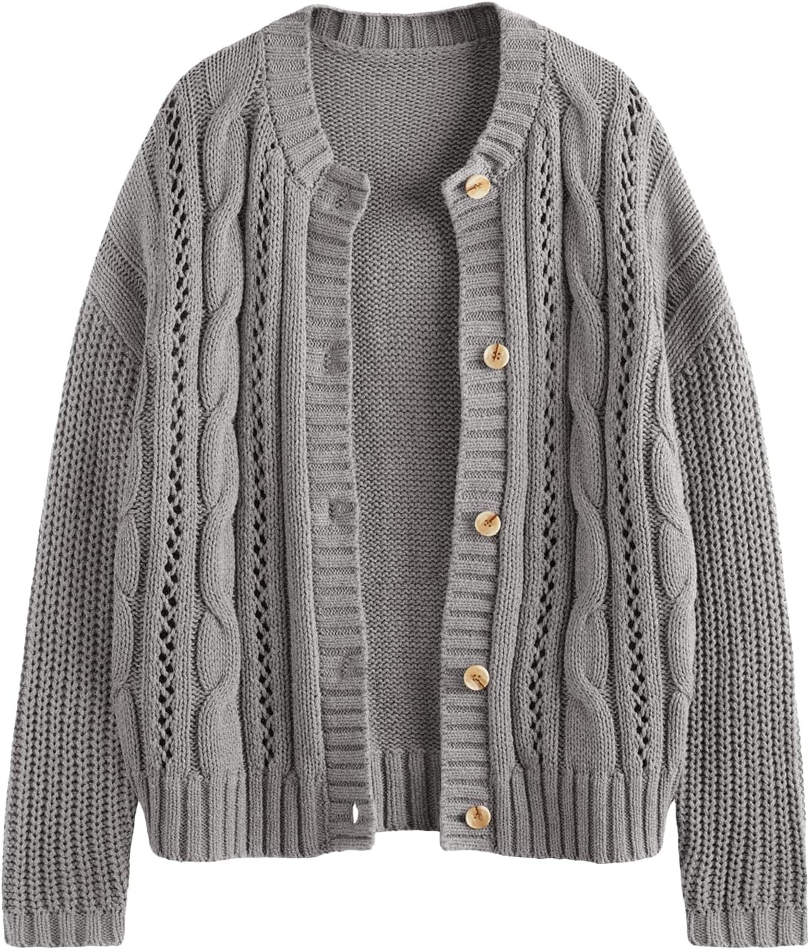 LILLUSORY Women's Cardigan Sweaters Cable Knit Crochet Cotton Fall Jackets Button Up Chunky Trendy Outfits
