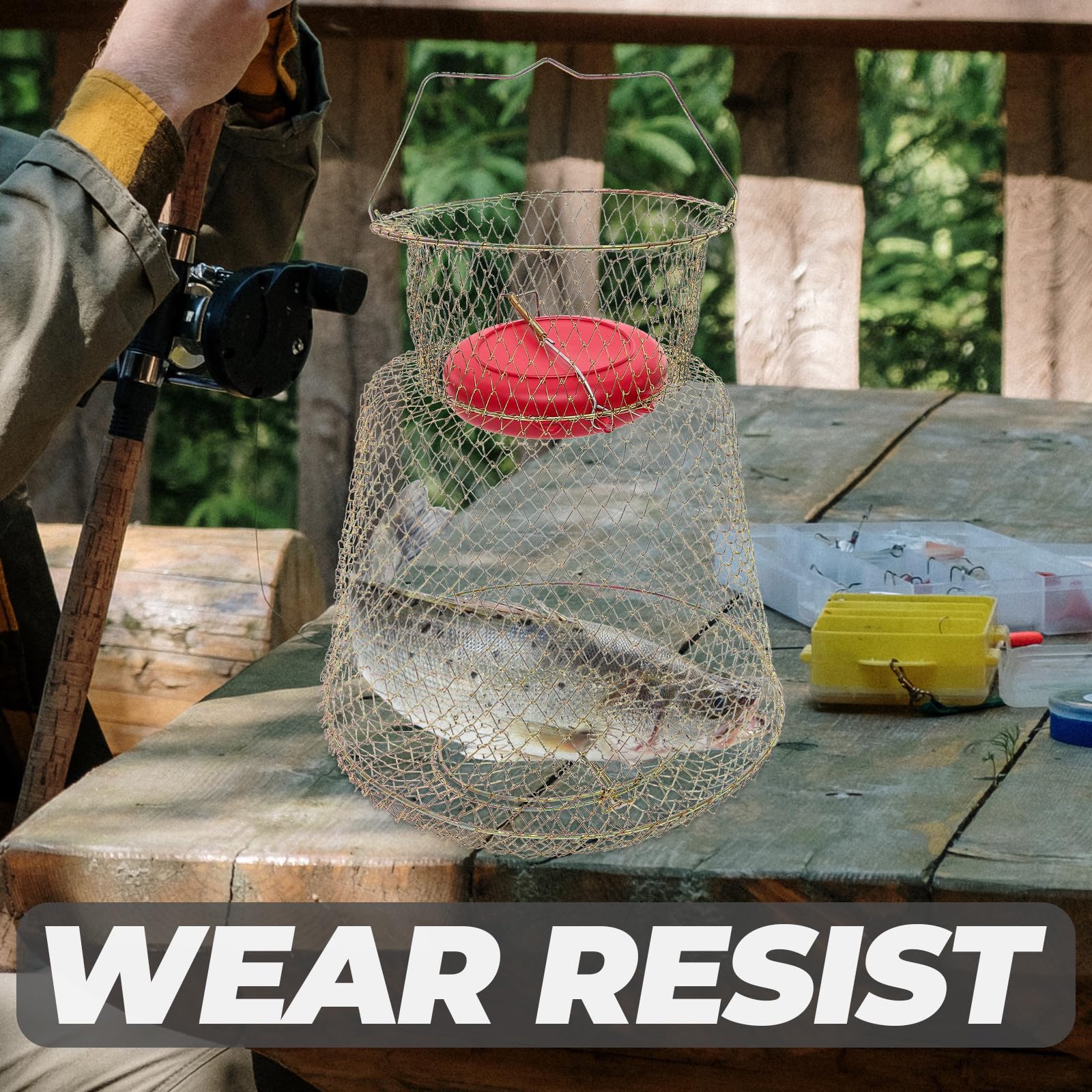 Cestino per Pesca in Ferro con Ciotola Galleggiante, Facile da Trasportare e Utilizzare, Trappola per Pesci Resistente e Accessorio Indispensabile la Pesca