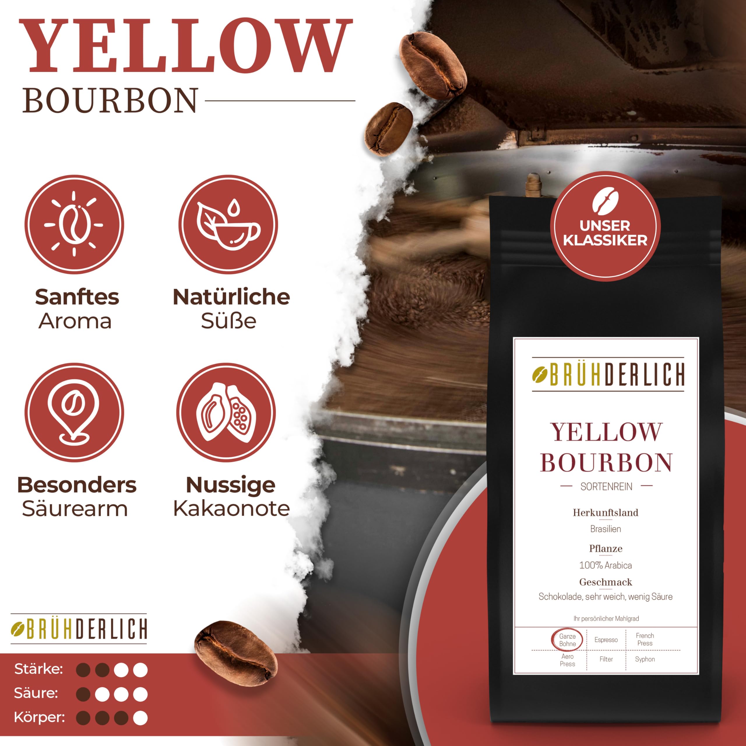 BRÜHDERLICH Kaffee Geschenkset 500g (4×125g) ganze Bohnen Premium Arabica Coffee Beans Geschenk für Kaffeeliebhaber