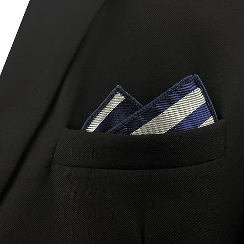 Miniatura 6 de S&W SHLAX&WING Cuadrados de bolsillo para hombre, rayas de 12.6 pulgadas, para negocios, chaqueta