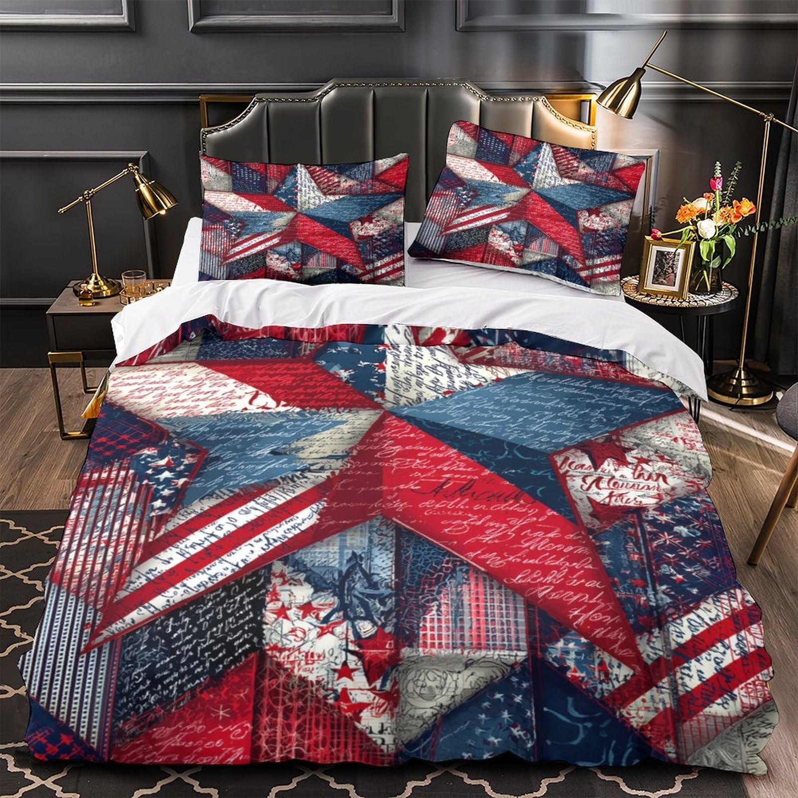 Housse de couette 3D patchwork 200x200cm en microfibre avec parure de lit moderne