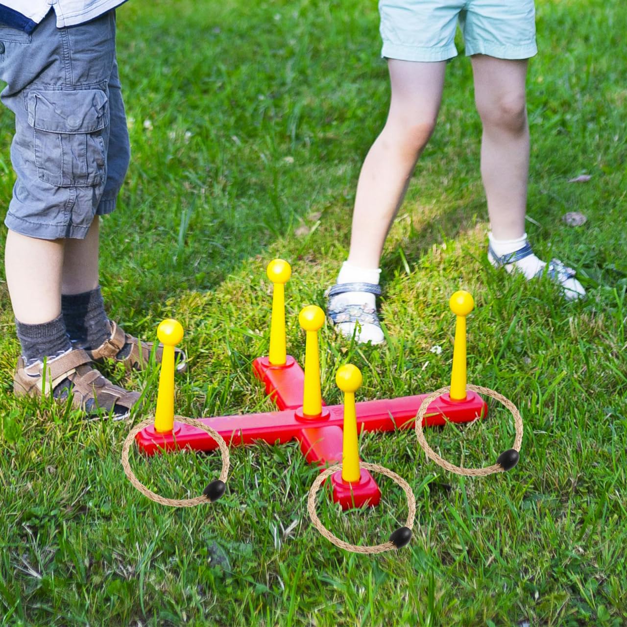 SUPVOX Jeu De Lancer D'Anneaux De Jardin en Corde 12 Pièces - Ensemble Portable pour Jeux Extérieurs