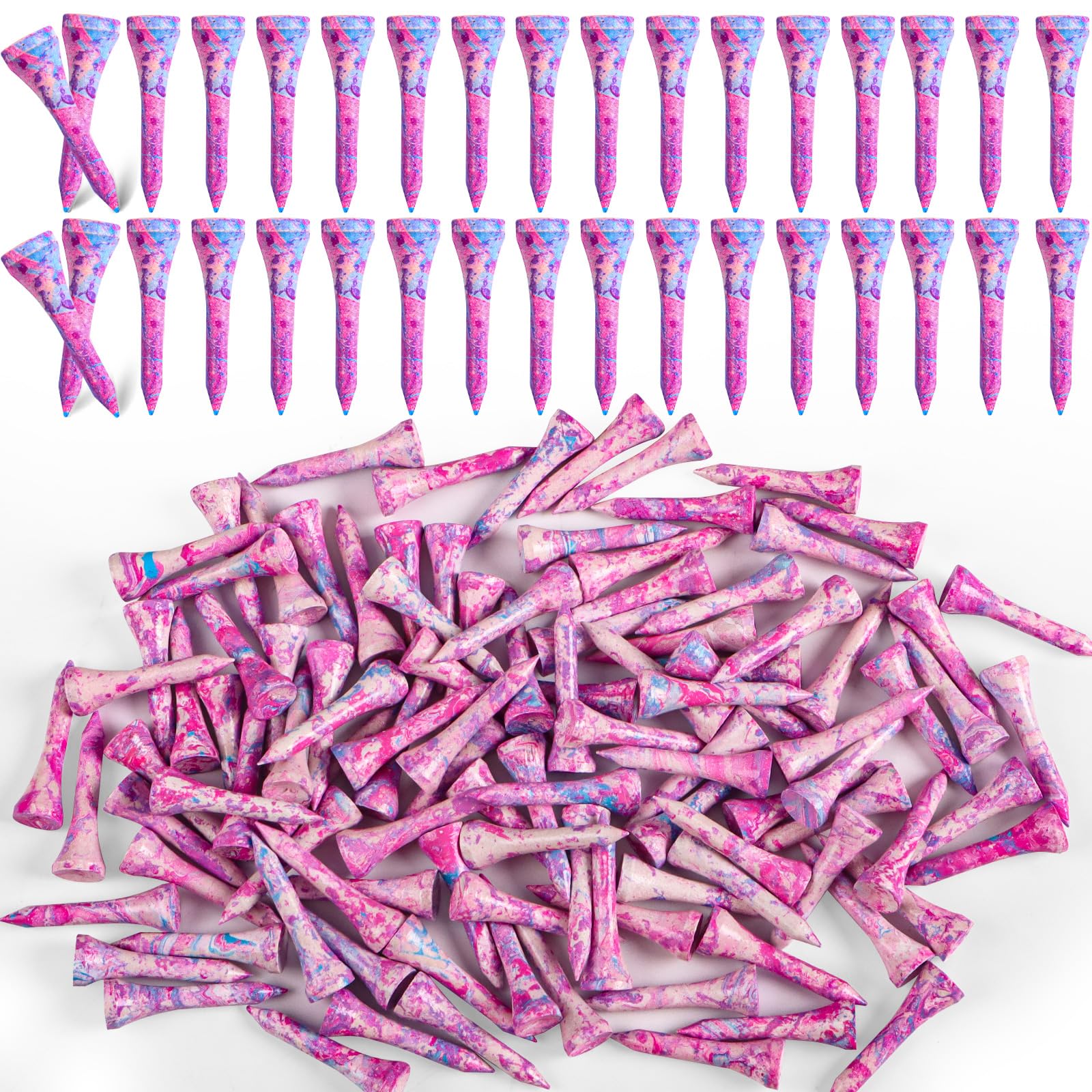 FINGER TEN Golf Tees Wood Value 100/250/500/1000 Pack 1 1/2 Inch Long, Upgrade Premium Durable Wooden Short Tees for Irons And Hybrids Eco-Friendly Golf Accessories (Purple, 250pcs-38mm)