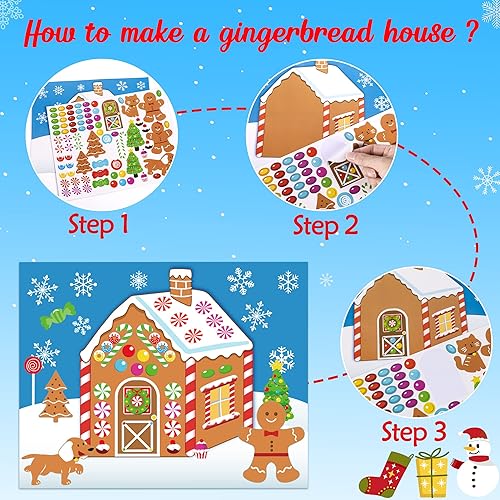 Miniatura 7 de 32PCS Make-a-Gingerbread House Stickers para niños - Juego de fiesta de Navidad/Manualidad/Actividad/Favor/Suministros - 16 productos terminados
