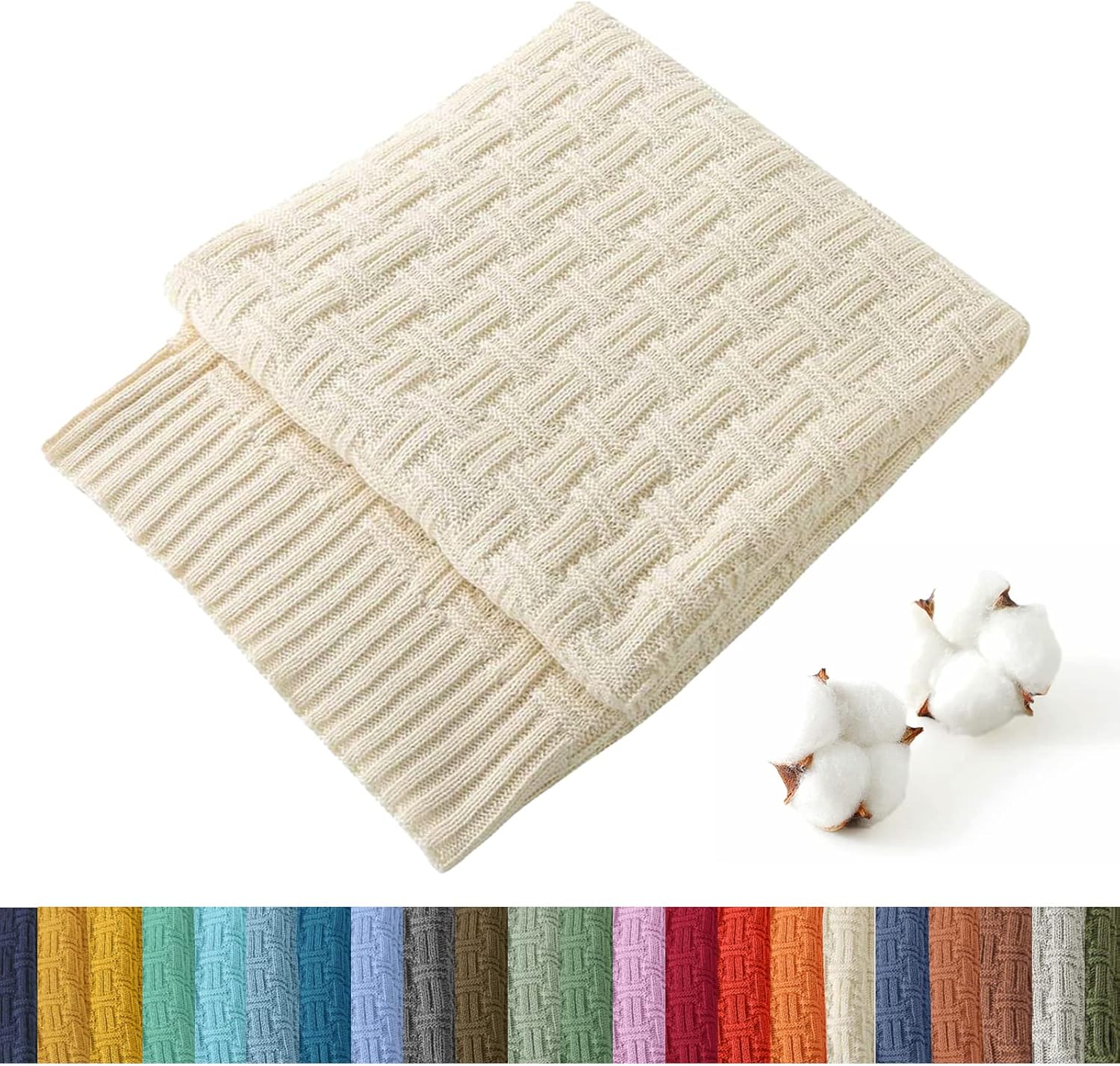 TREELY 100 Cotton Knitted Throw Blanket Couch Cover