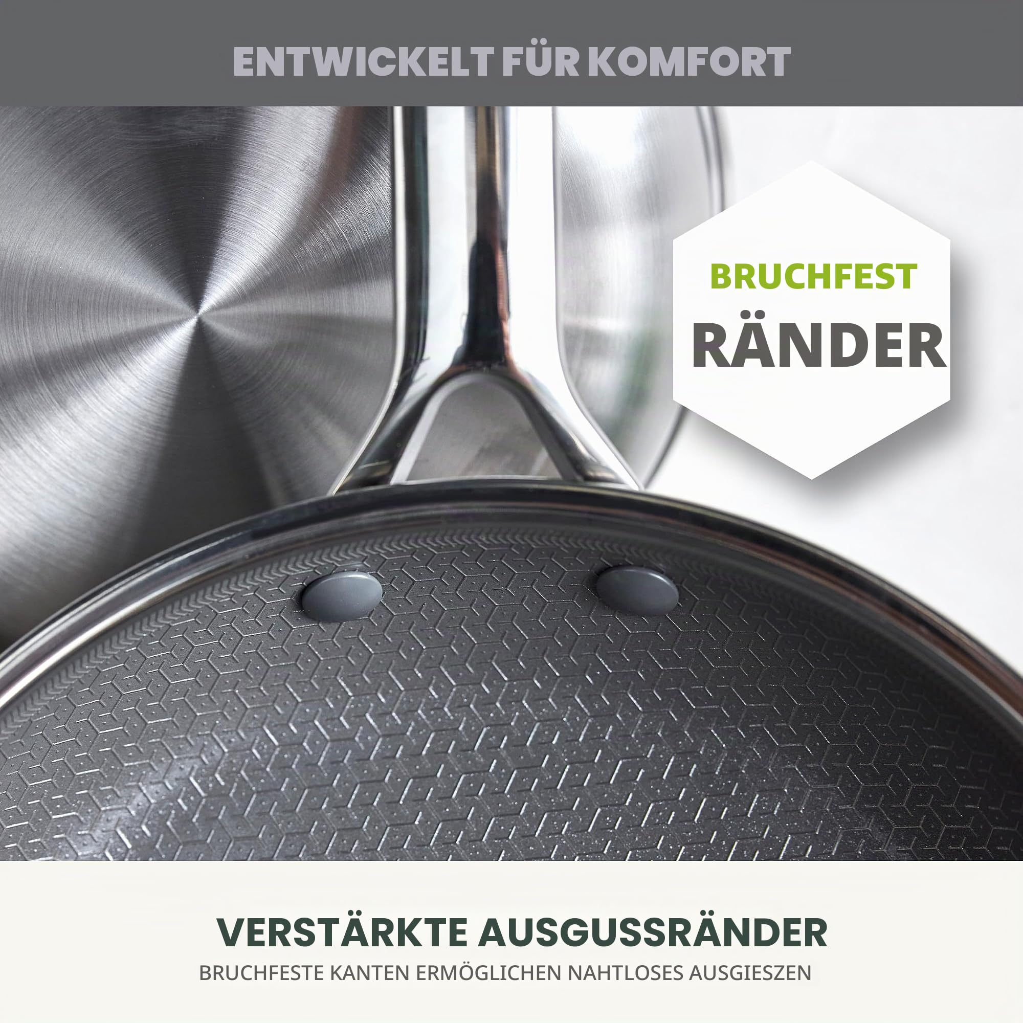 GreenPan Hybrid-Bratpfanne, antihaftbeschichtet, Edelstahl, 20,3 cm, APEX dreilagige Thermobond PFAS-freie Keramikpfanne, Induktions- und alle Herdarten kompatibel, Backofentemperatur bis 450 °C