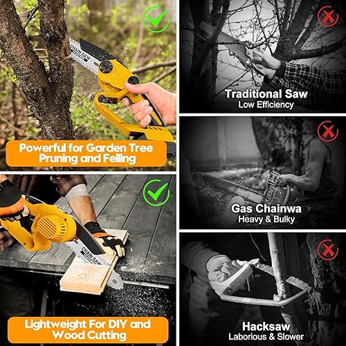 Miniatura 6 de Mini motosierra inalámbrica para Dewalt 20V MAX funciona con batería (sin batería), motosierra eléctrica inalámbrica de 8 pulgadas para árbol de