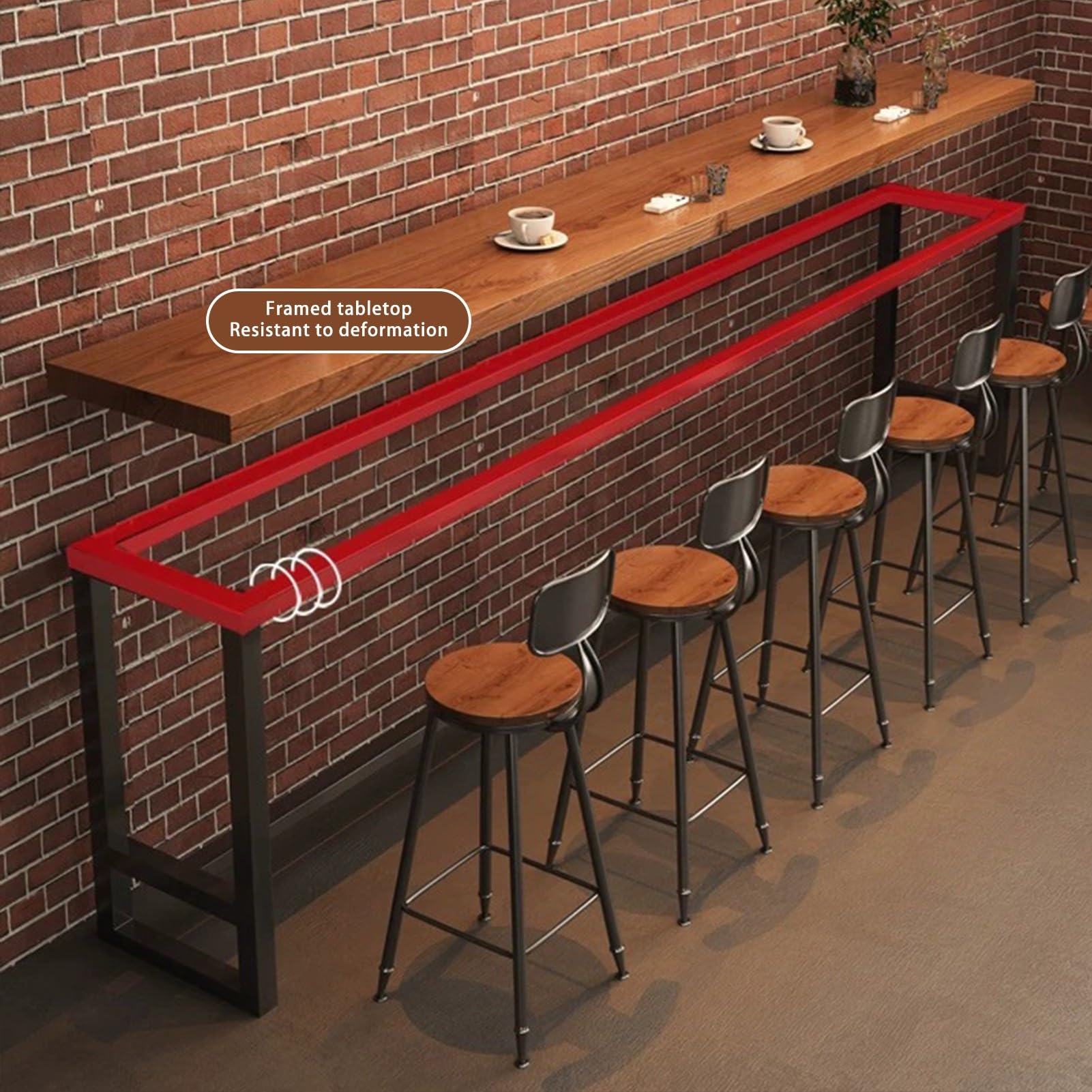 Table de Bar Industrielle Bois Massif, Comptoir Bar Pub de Hauteur