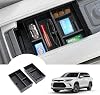 Autorder 2PCS Center Console Organizer for Toyota Grand Highlander 2024 2025 Accessories Armrest Storage Box Secondary Insert Tray with Anti-Slip Mat