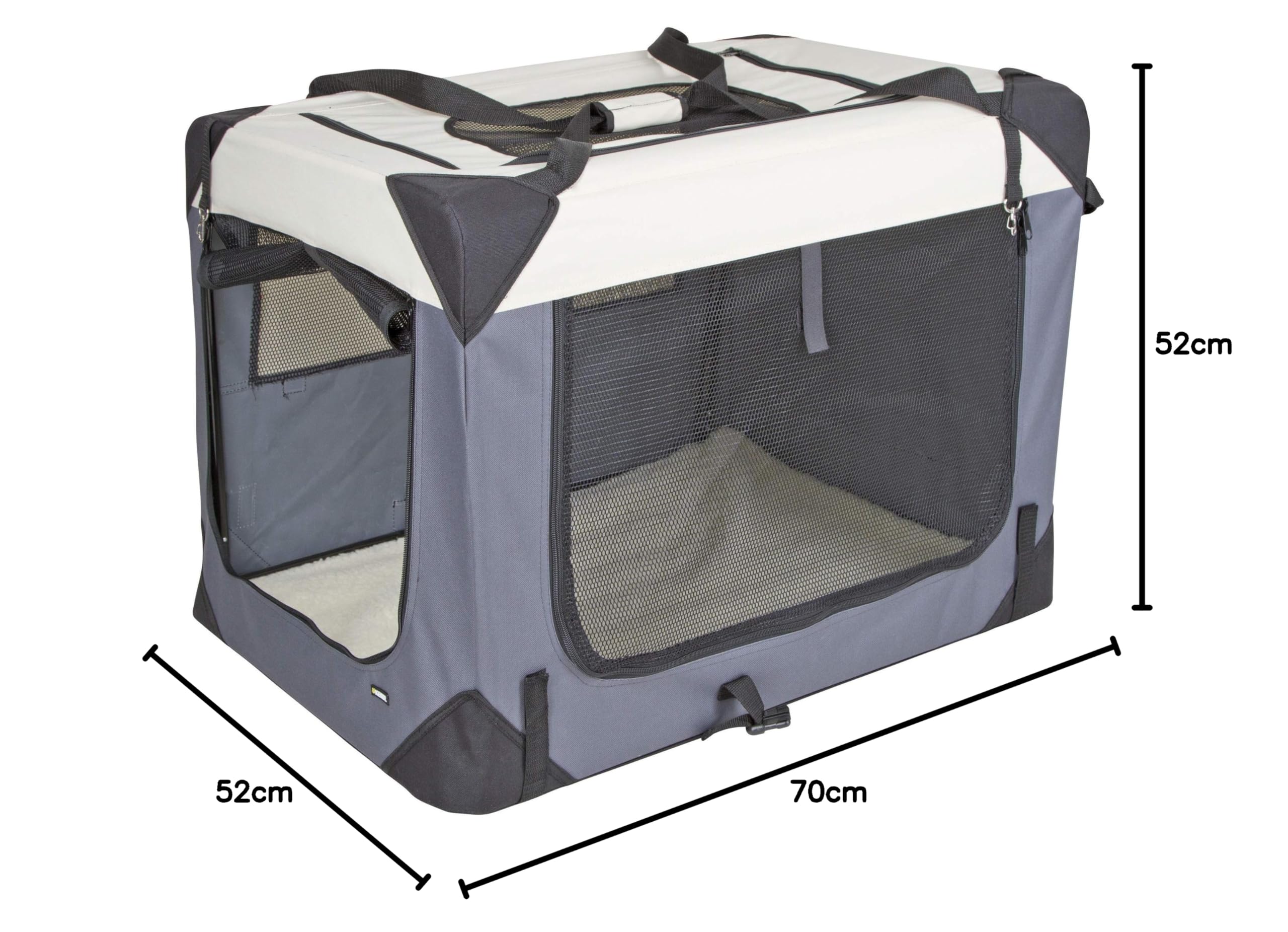 KERBL PET Caja de Viaje Journey, 70 x 52 x 52 cm, Color Gris/Beige