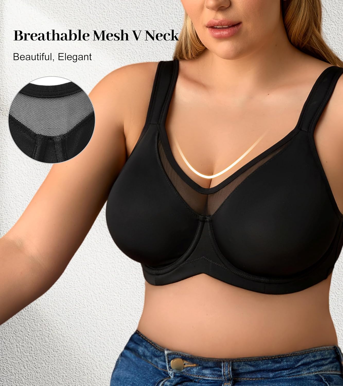 Minimizer Bras for Women Full Coverage Womens T-Shirt Unlined Bra with Underwire for Heavy Breast Black 85E - Image 5