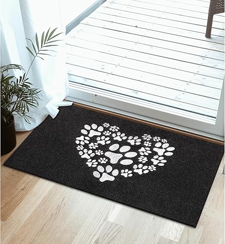 Miniatura 6 de Tapetes de puerta para exteriores, tapete de entrada con forma de corazón, divertido tapete negro de bienvenida para puerta delantera, decoración