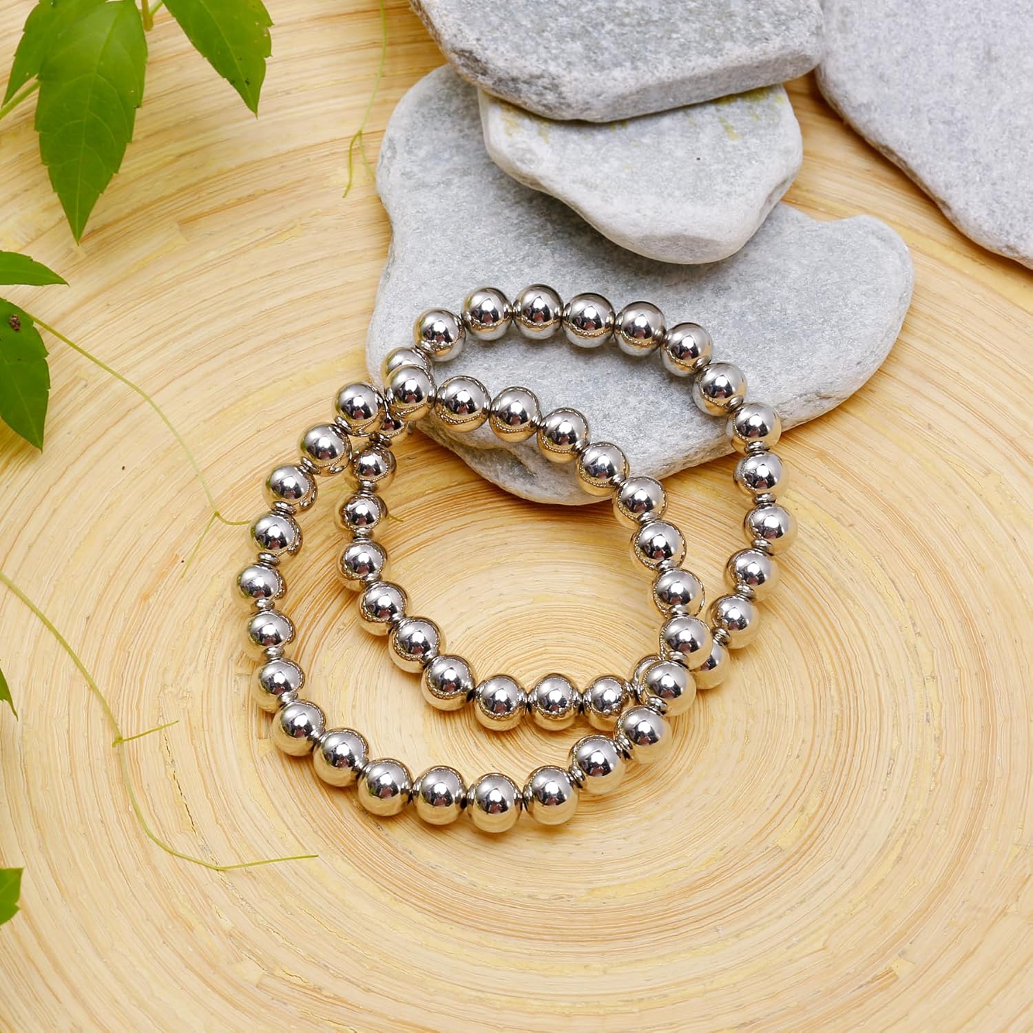 Elegance 11 designs Chunky Stackable Gold Bangle Stretch Bead Bracelets For Women Beaded Plated Stack Bracelet - Image 5