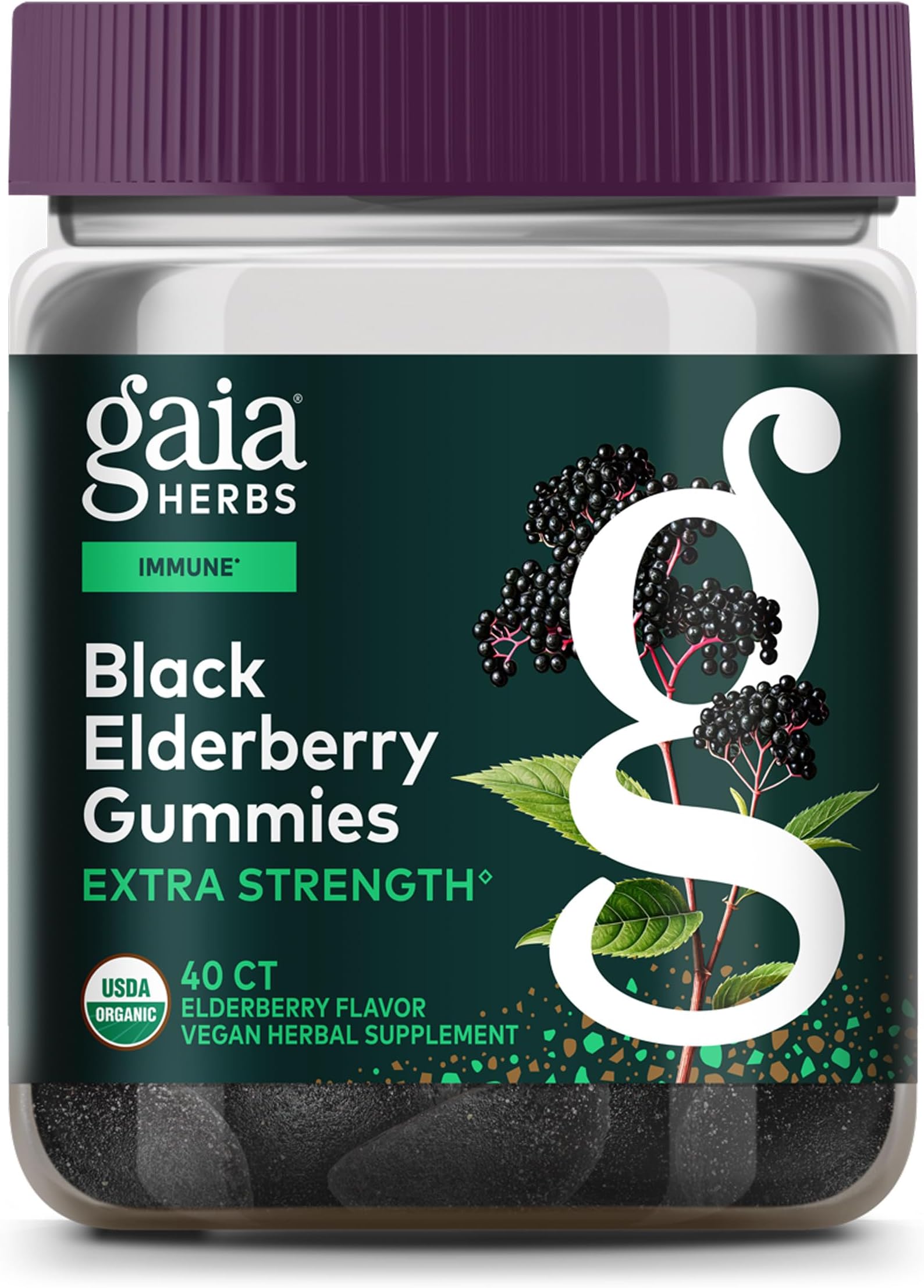 Black Elderberry Extra Strength Gummies - Delicious Immune Support Supplement - Made with Certified Organic Black Elderberries for Immune System Support - 40 Gummies (Up to 20-Day Supply)