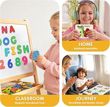 Magnetic Numbers and Alphabets Flash Cards Set - ABC Letters and Numbers Animal Pattern Board Matching Puzzle Games for Group Play, Montessori Educational Toys for Preschool Kids Age 3 4 5 Years